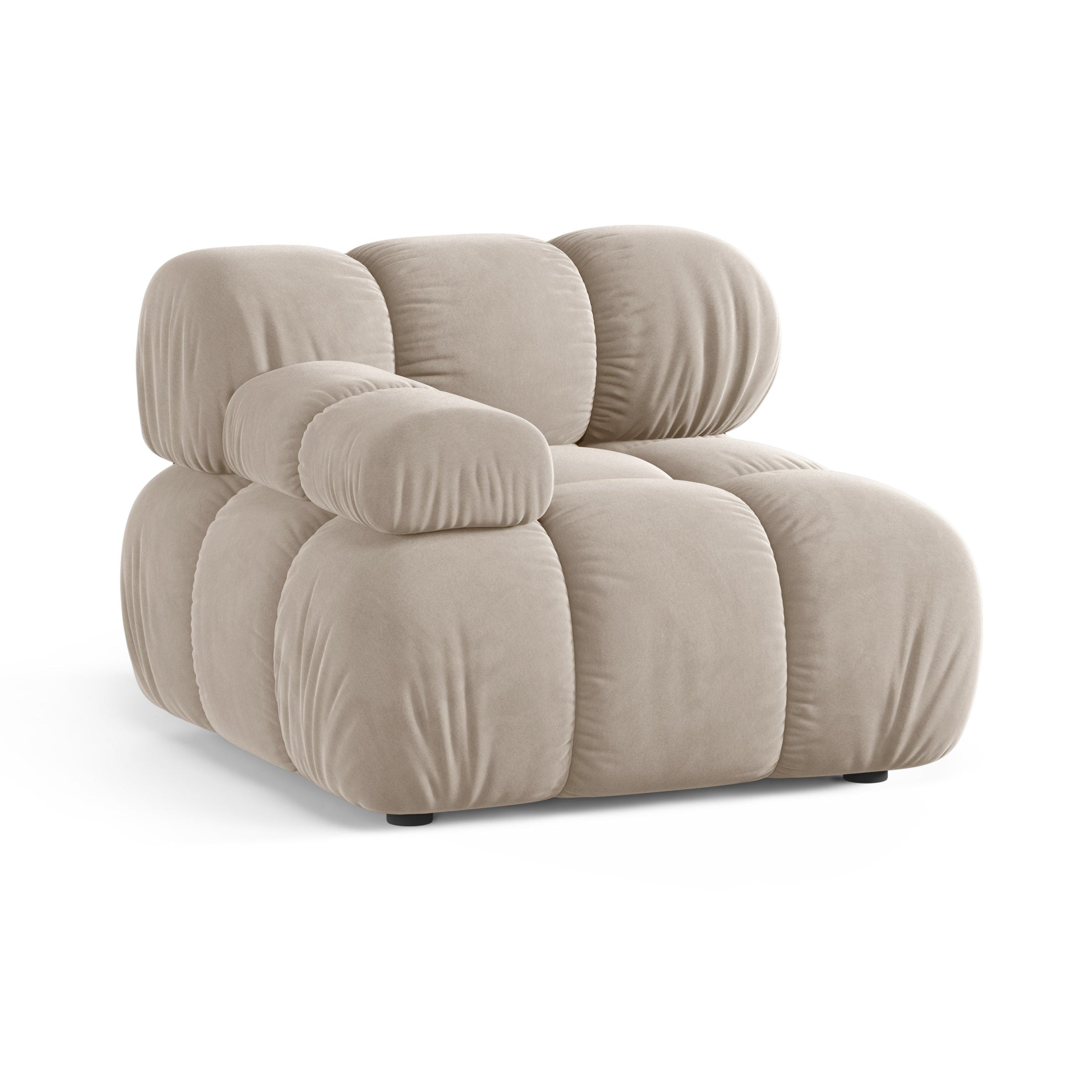 Modulaire fluwelen bank BELLIS - linker module in beige