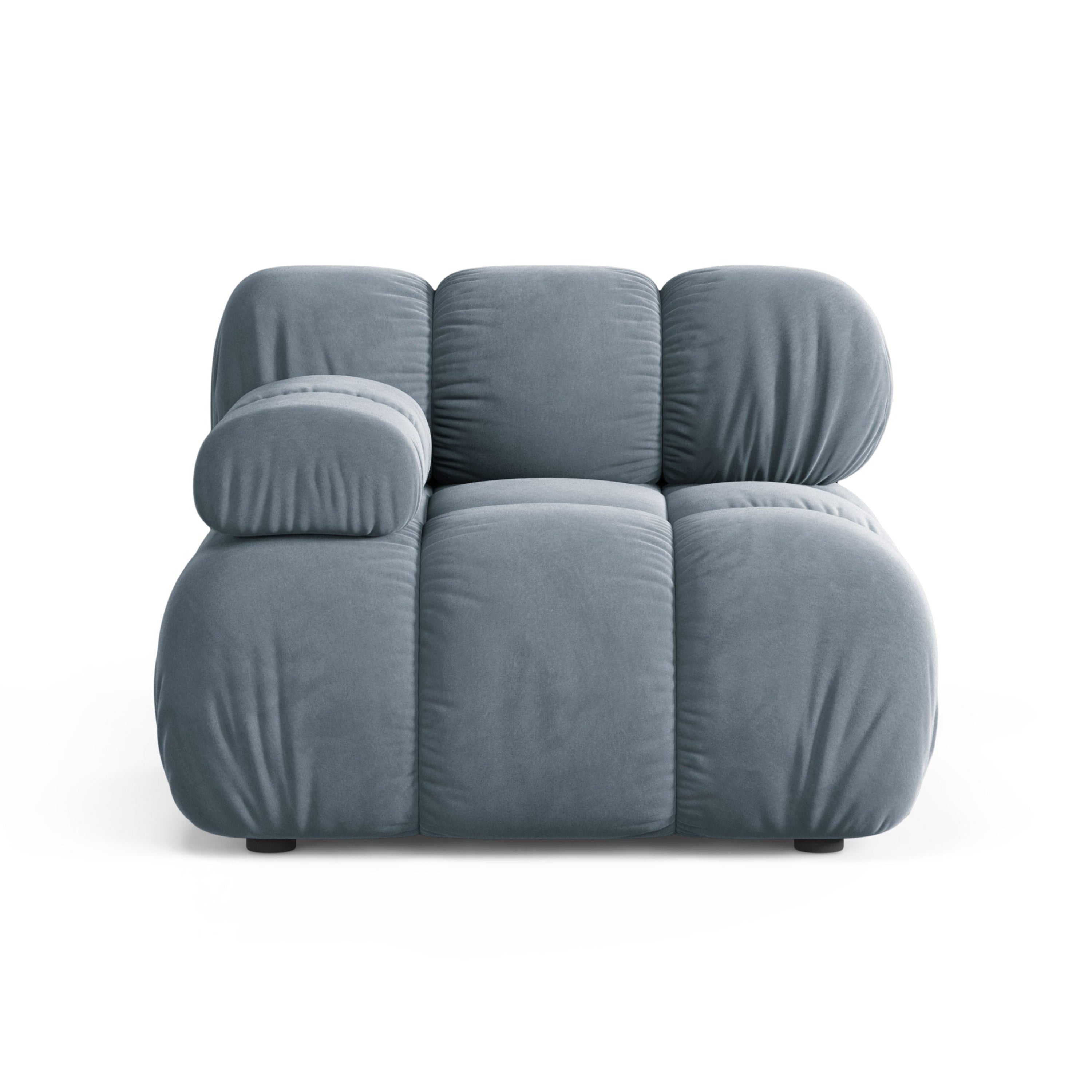 Modulaire fluwelen bank BELLIS - linkermodule in blauw
