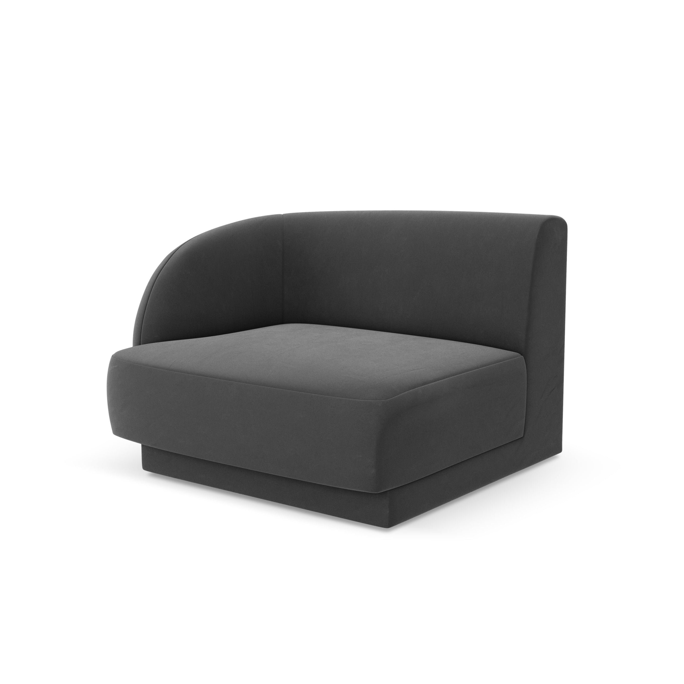 Velvet modular sofa MILEY - left-side module gray