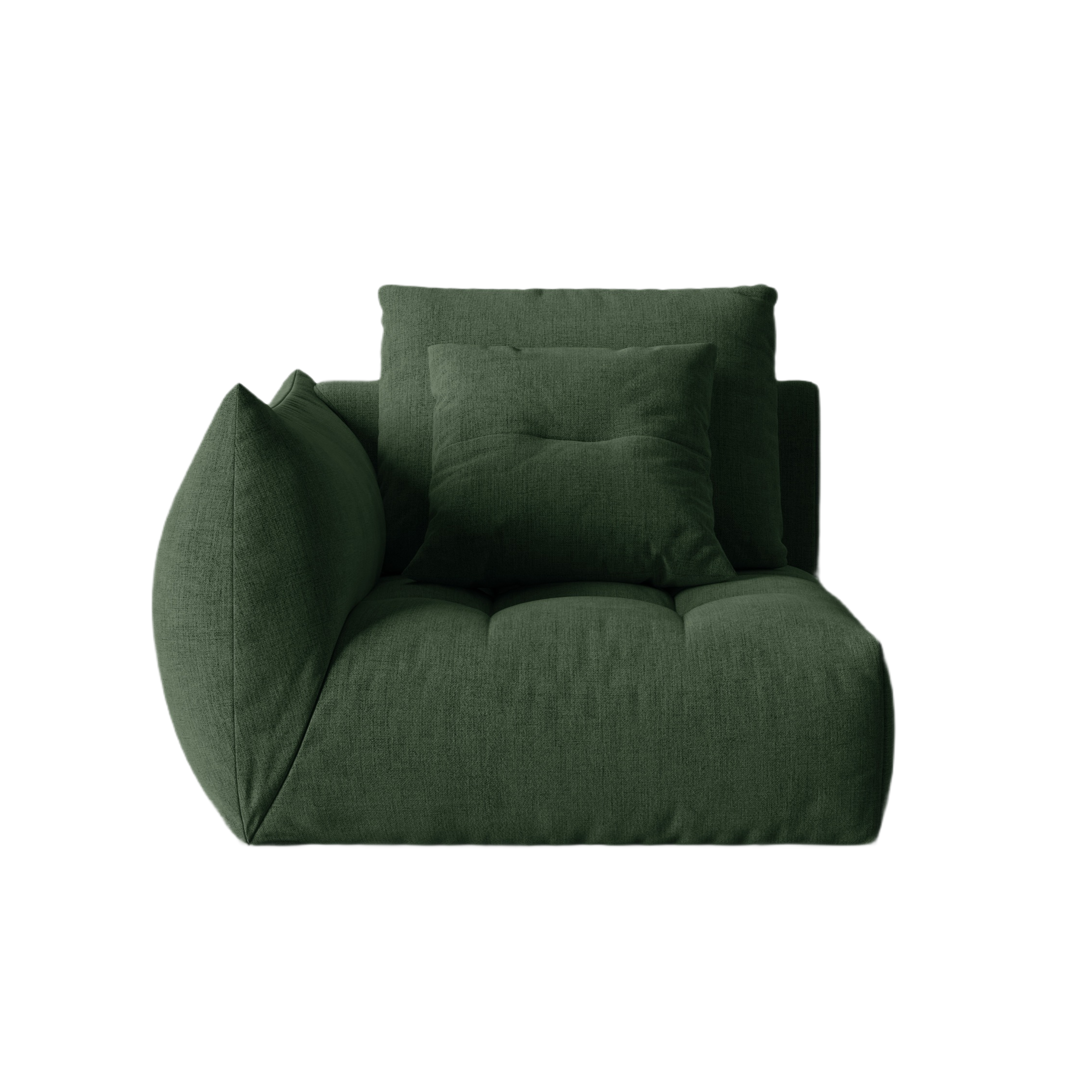 Modulares Sofa BLOOM - linkes Element in grünem Chenille