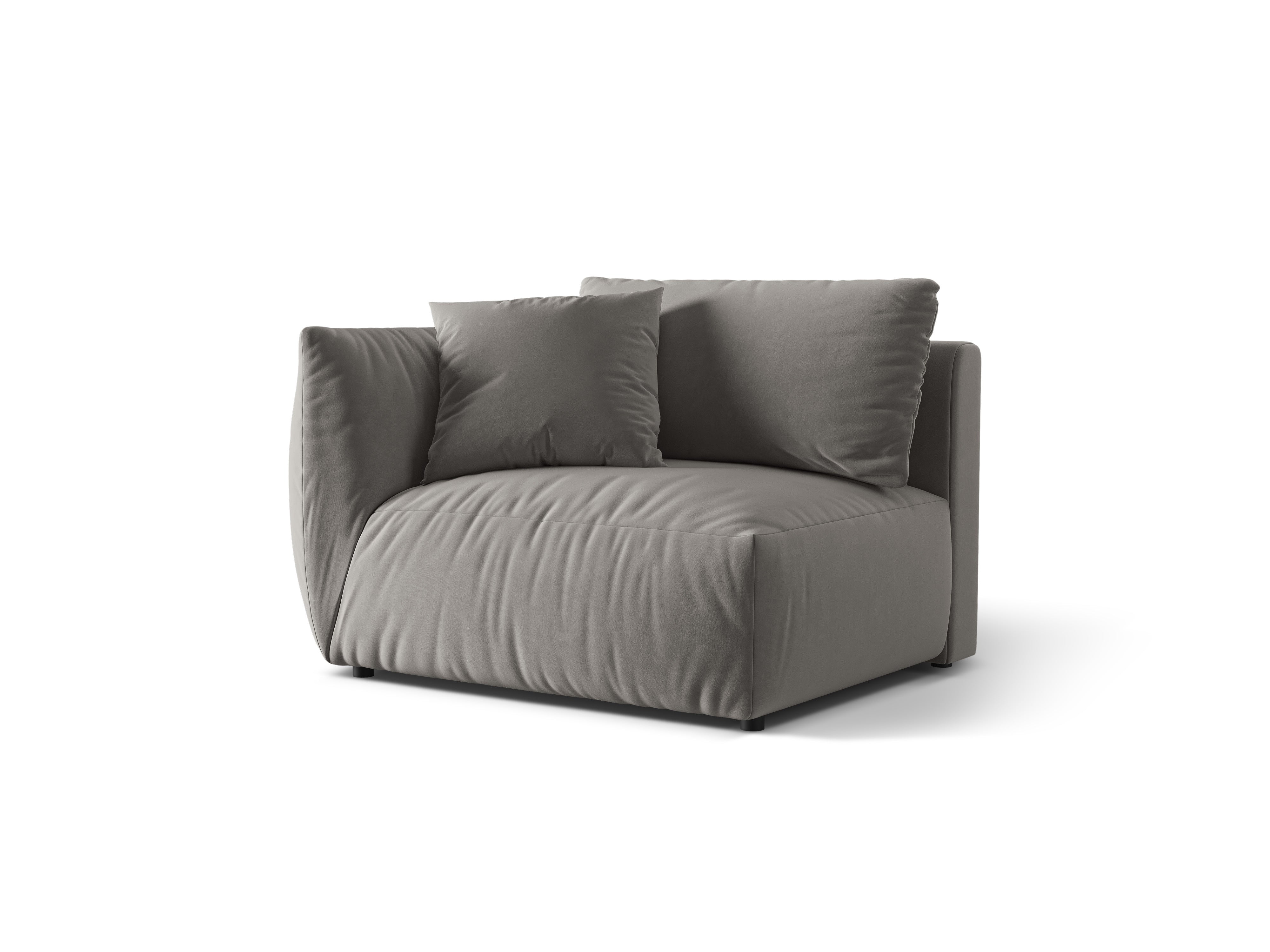 CHRIS velvet modular sofa - wide left element gray