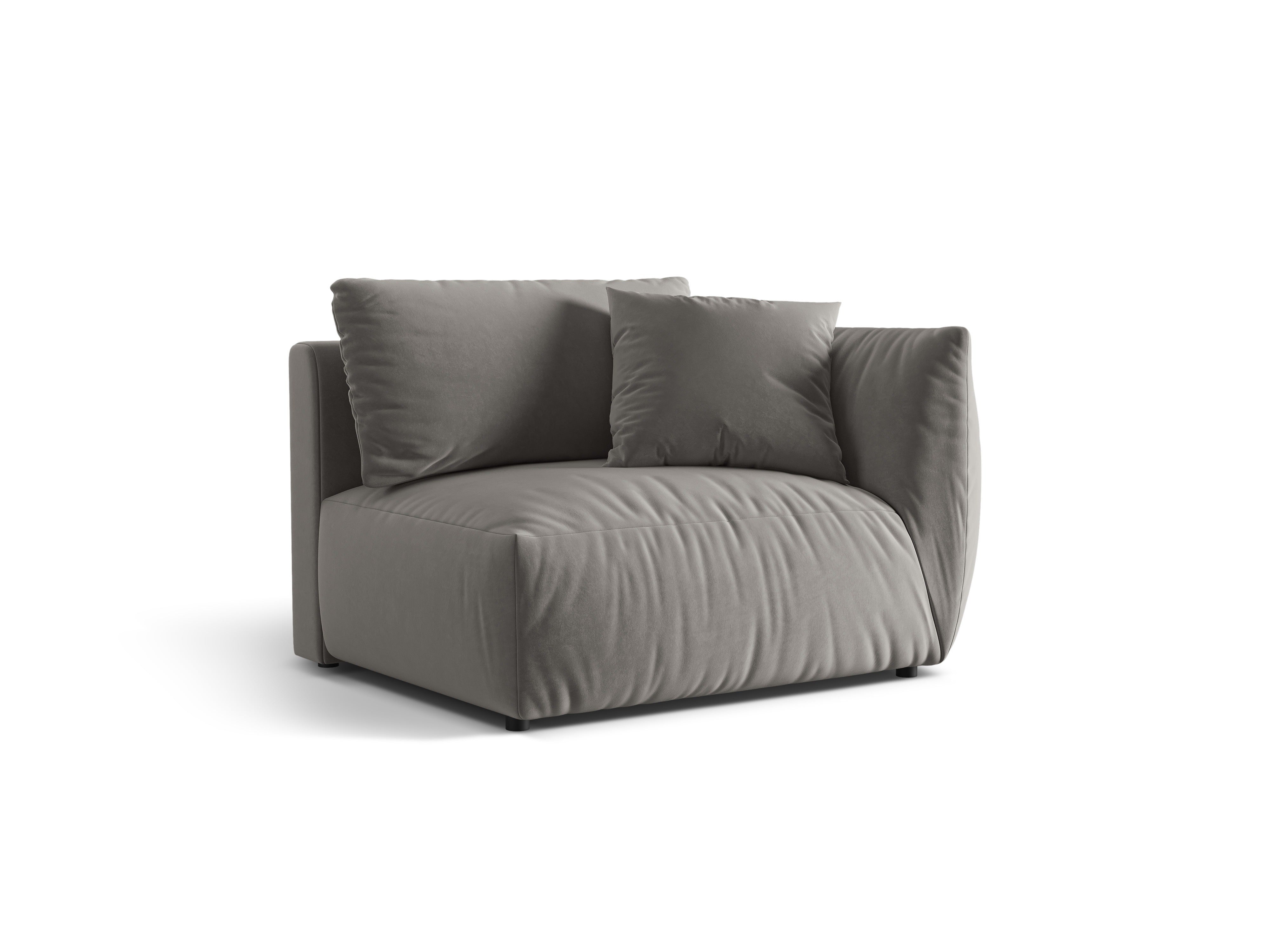 Sofa modułowa aksamitna CHRIS - element szeroki prawostronny szary – sosna