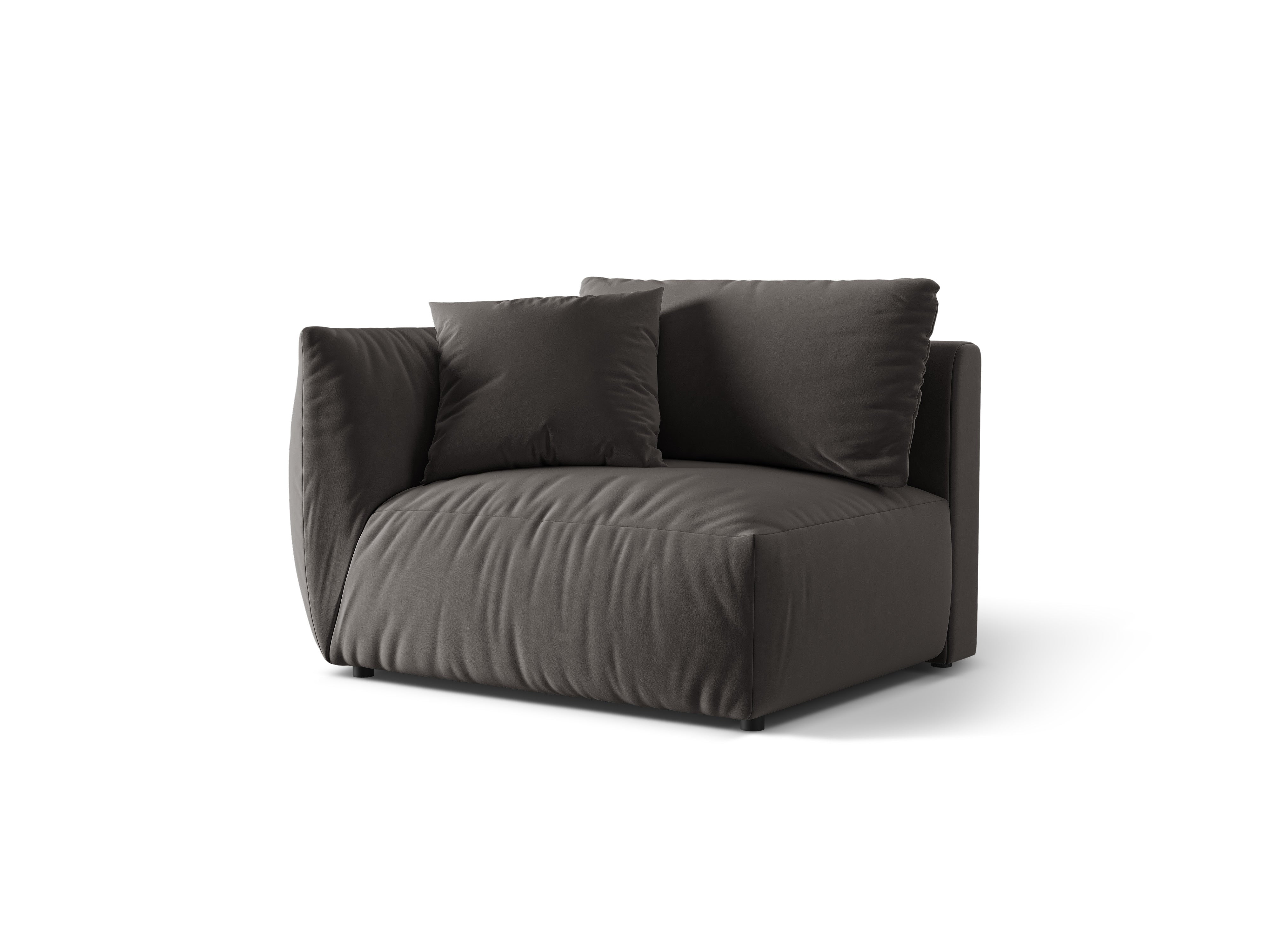 Sofa modułowa aksamitna CHRIS - element szeroki lewostronny ciemnoszary – sosna