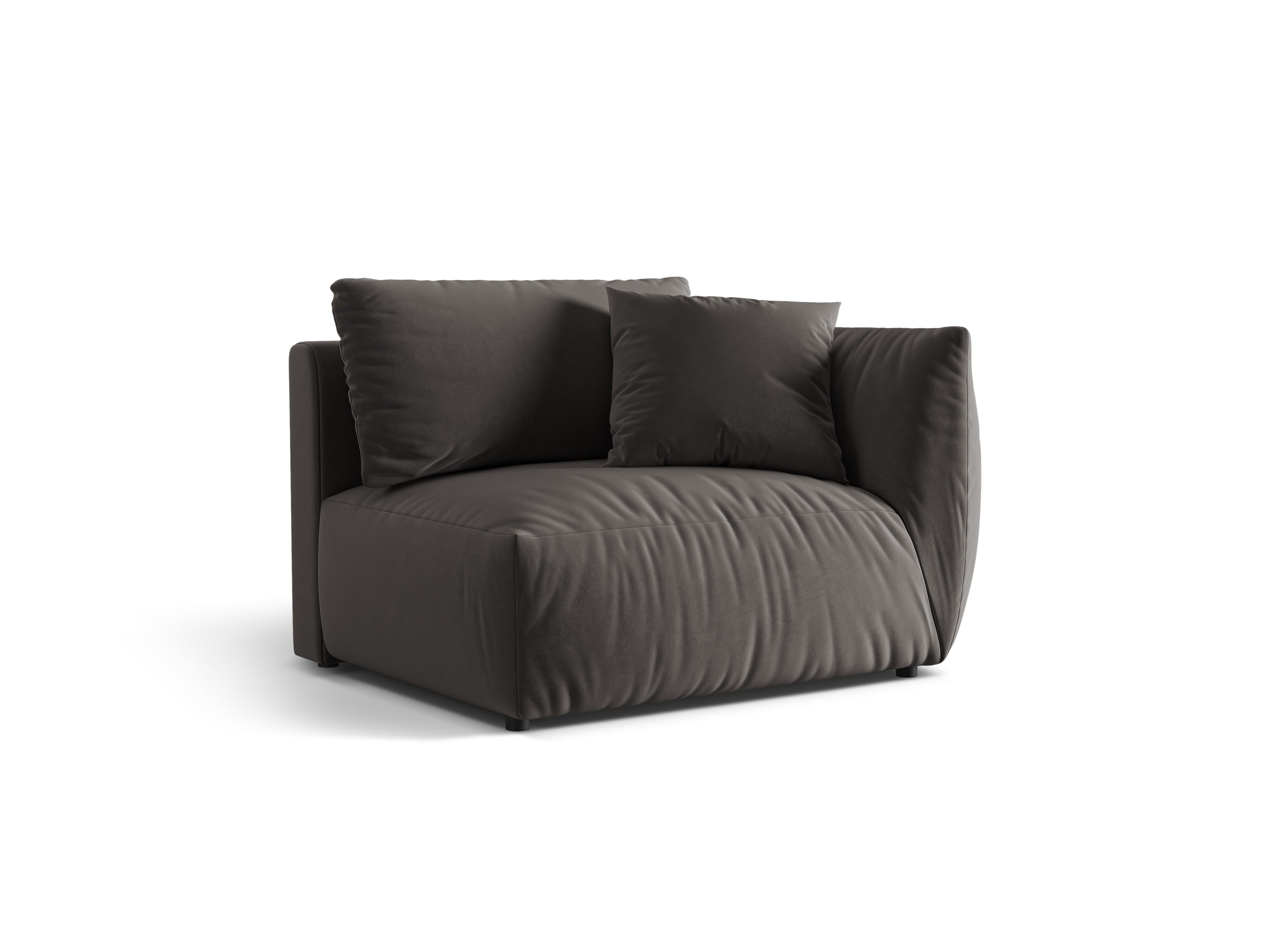 Sofa modułowa aksamitna CHRIS - element prawostronny ciemnoszary – sosna