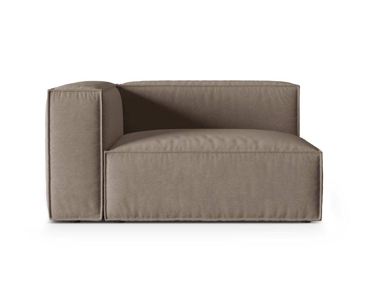 Moduł aksamitny 2-osobowy z lewym podłokietnikiem NURIA ciepły szary – Micadoni