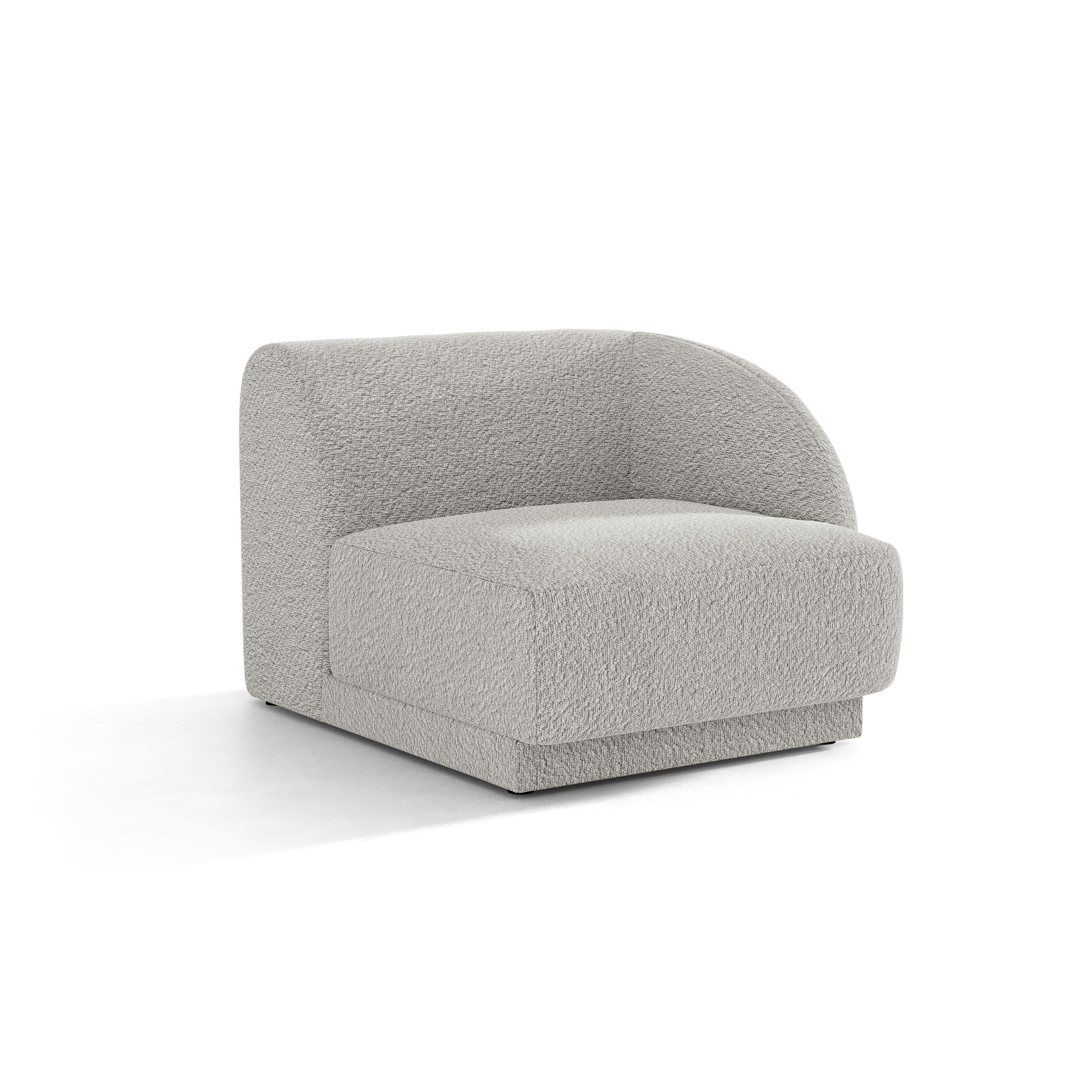Sofa modułowa MILEY - moduł prawostronny jasnoszary boucle do salonu
