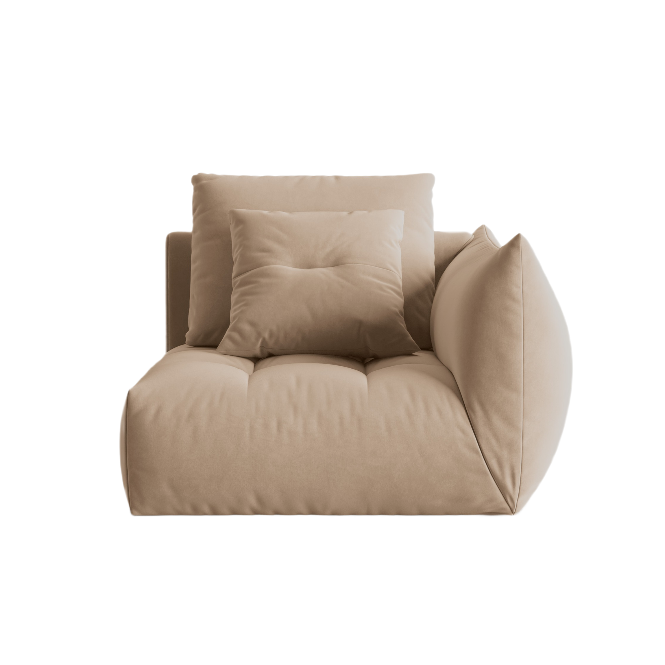 Velvet modular sofa BLOOM - right-side element sand
