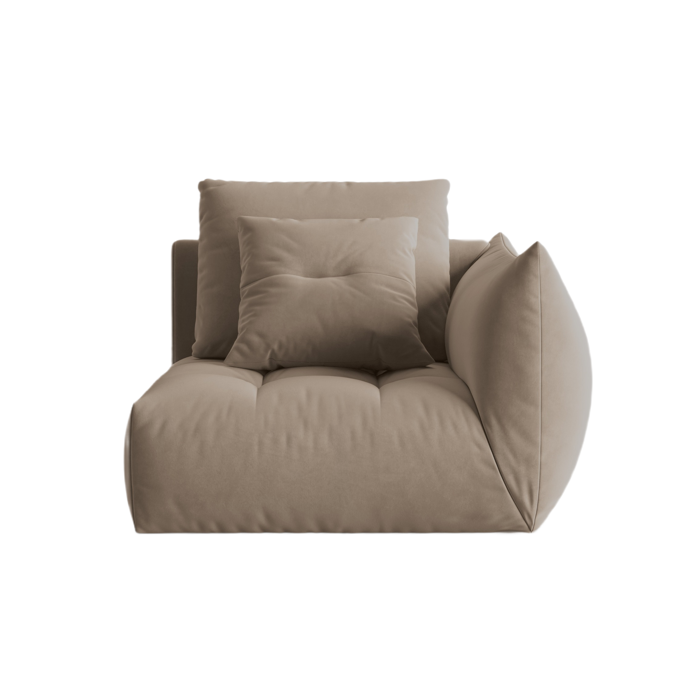 Modulaire fluwelen bank BLOOM - rechterelement lichtbruin