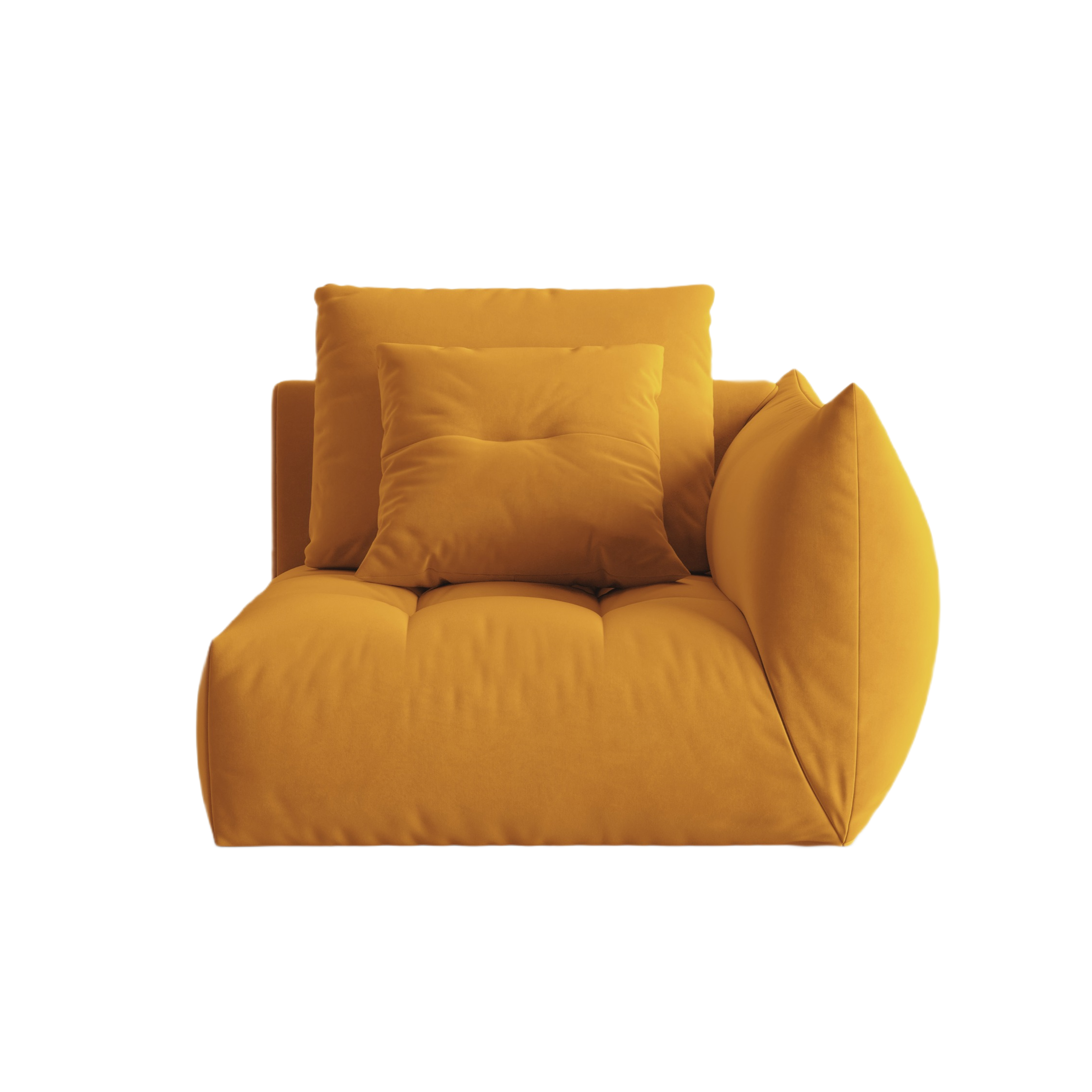 Modulaire fluwelen bank BLOOM - rechterelement geel