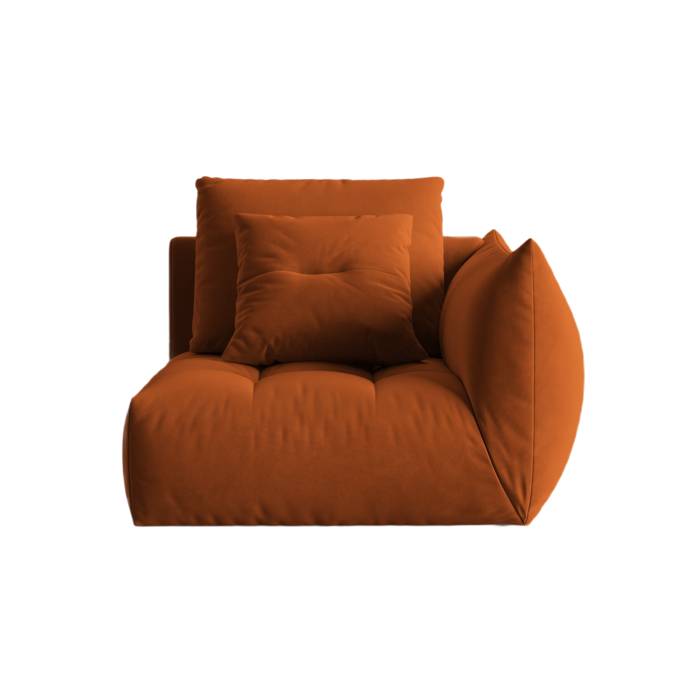 Modulares Samtsofa BLOOM - rechte Element terracotta