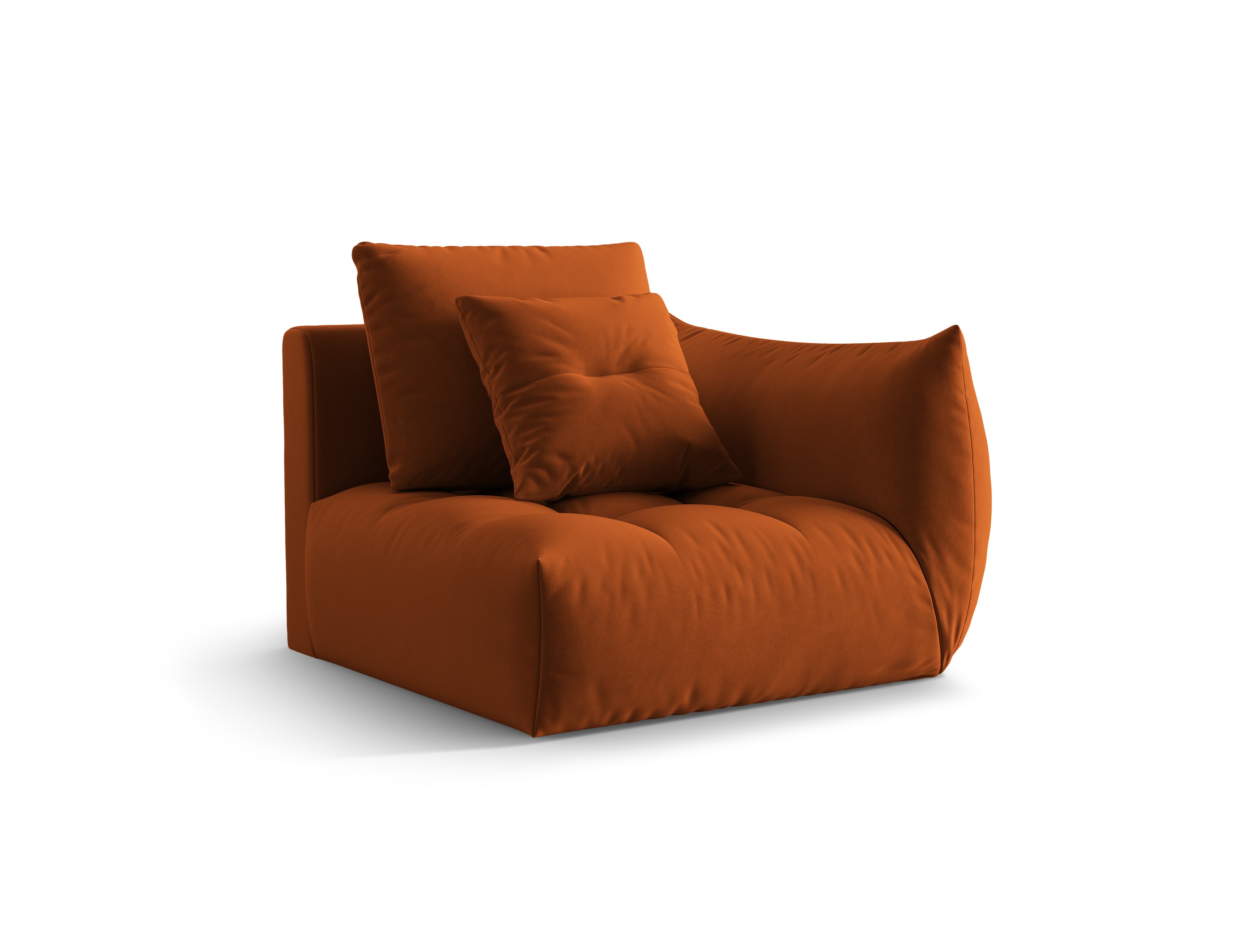 Modulares Samtsofa BLOOM - rechte Element terracotta