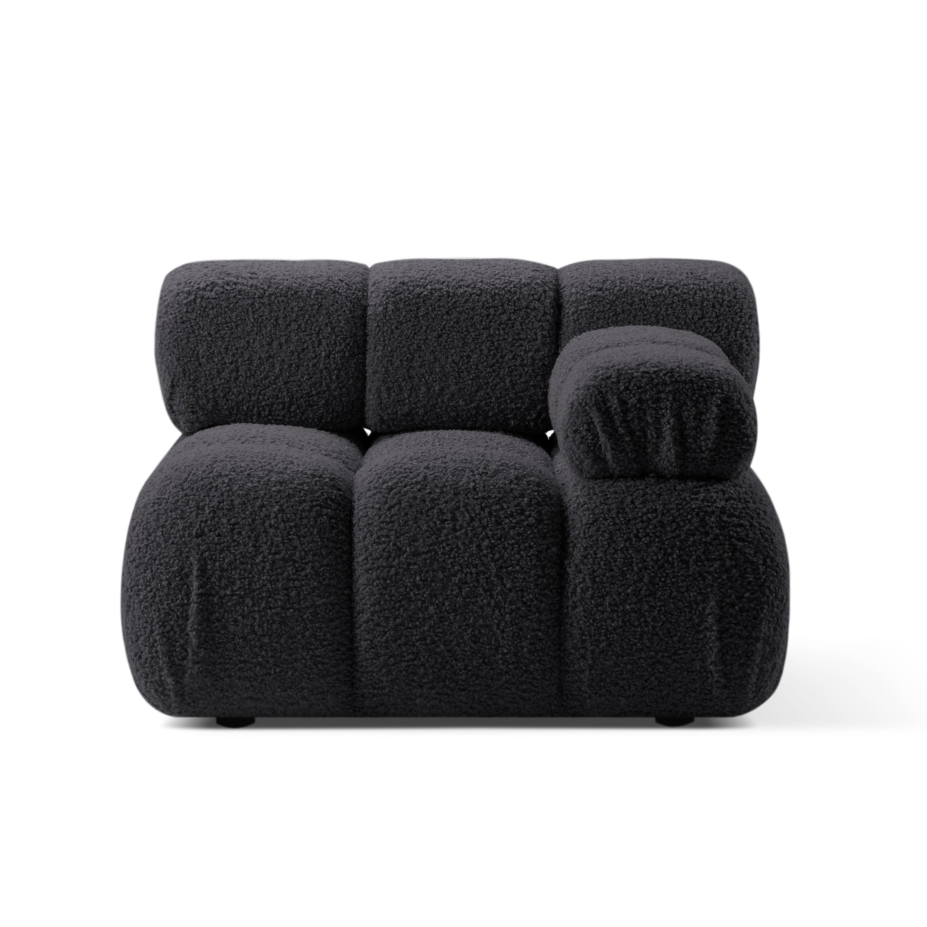 Modulaire bank BELLIS - rechtszijdig module in grafietkleurige boucle