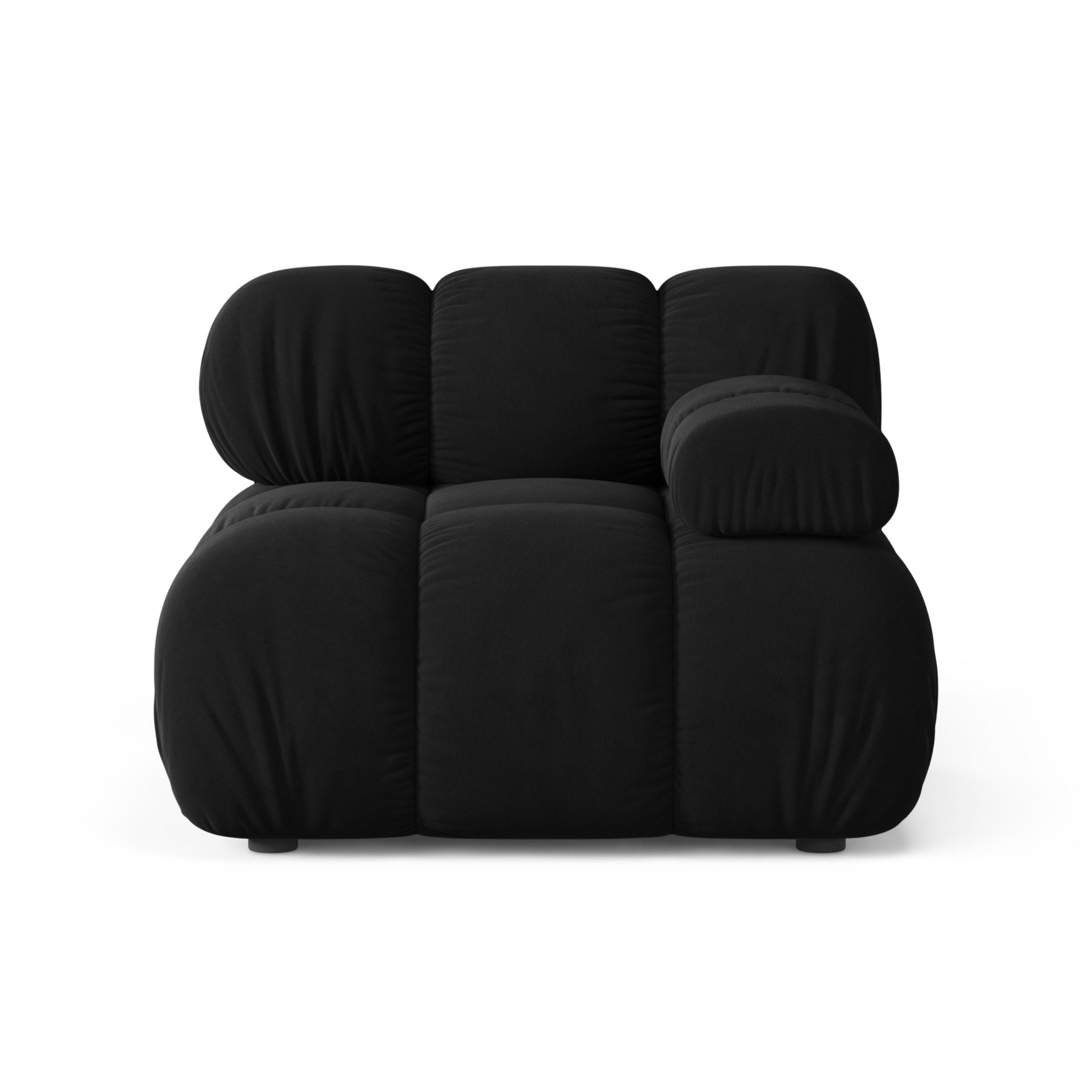 Modulaire fluwelen bank BELLIS - rechter module in zwart
