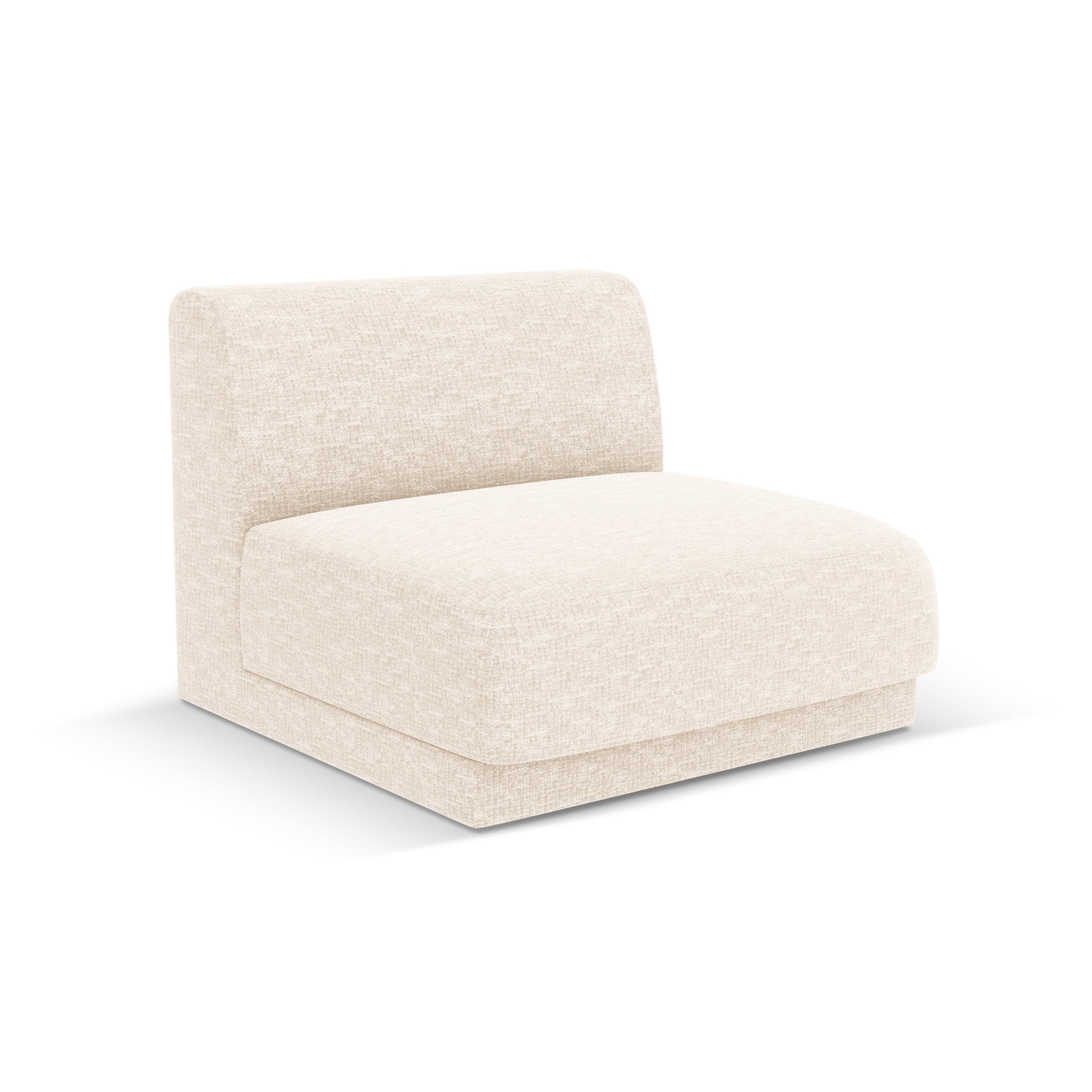 Fauteuil / module MILEY lichtbeige chenille zijdeachtig
