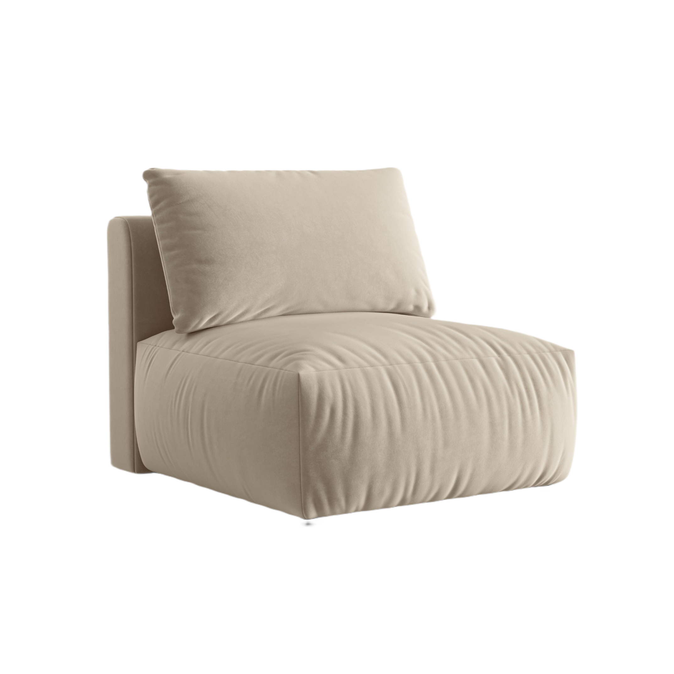 CHRIS Velvet Modular Sofa - Central Element Ecru