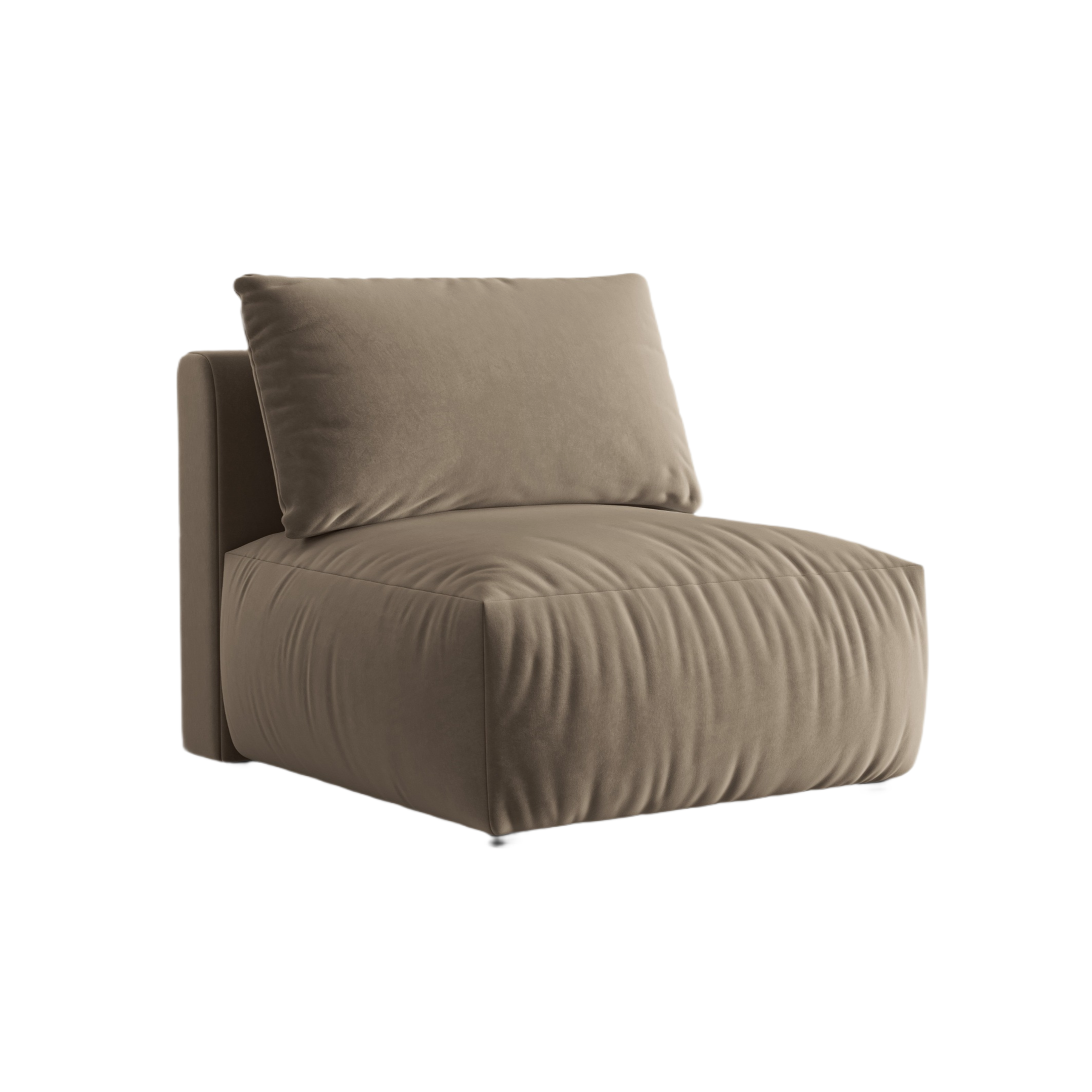 Modulares Samtsofa CHRIS - mittleres Element in Hellbraun