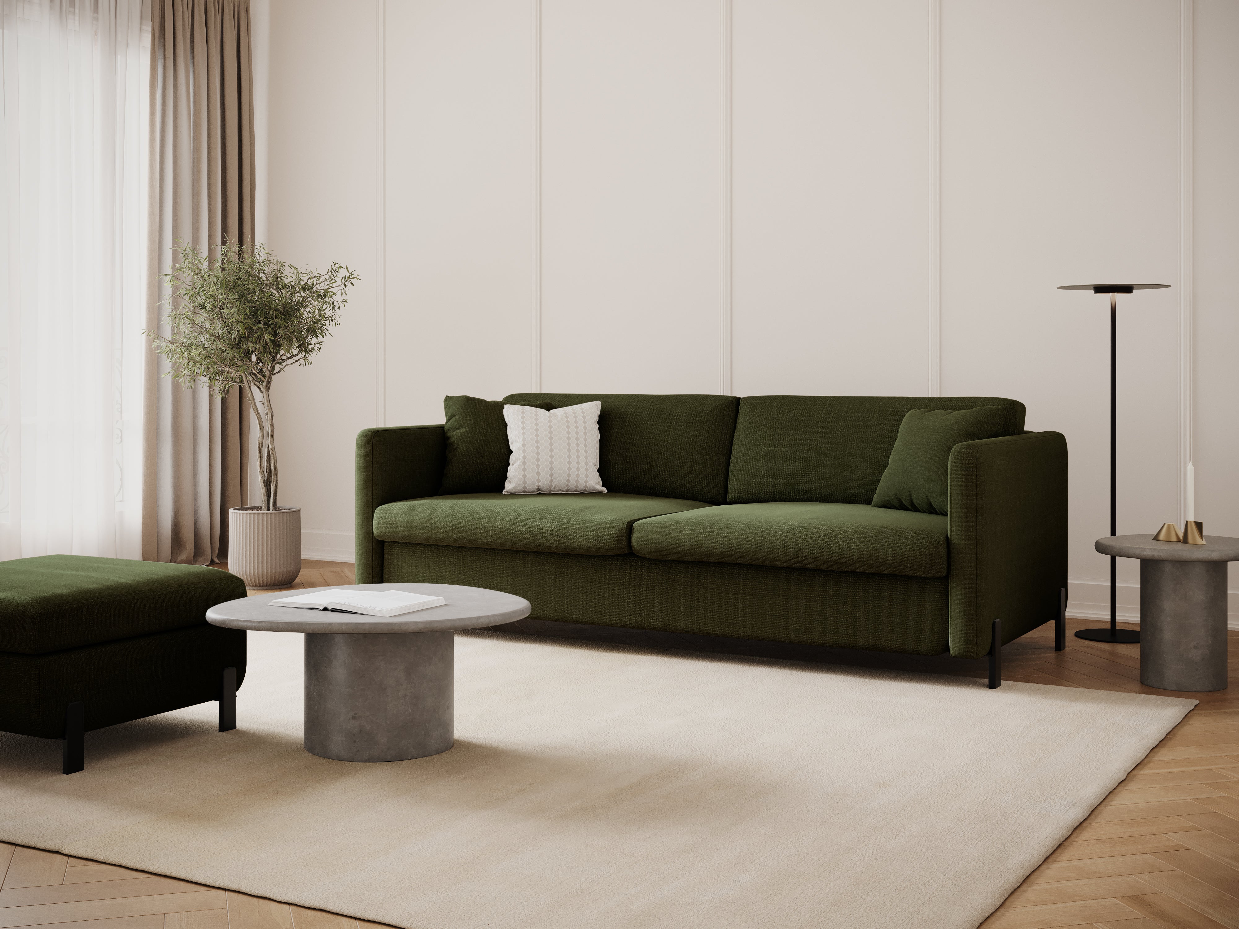 2-seater sofa with sleeping function GLORIA green chenille