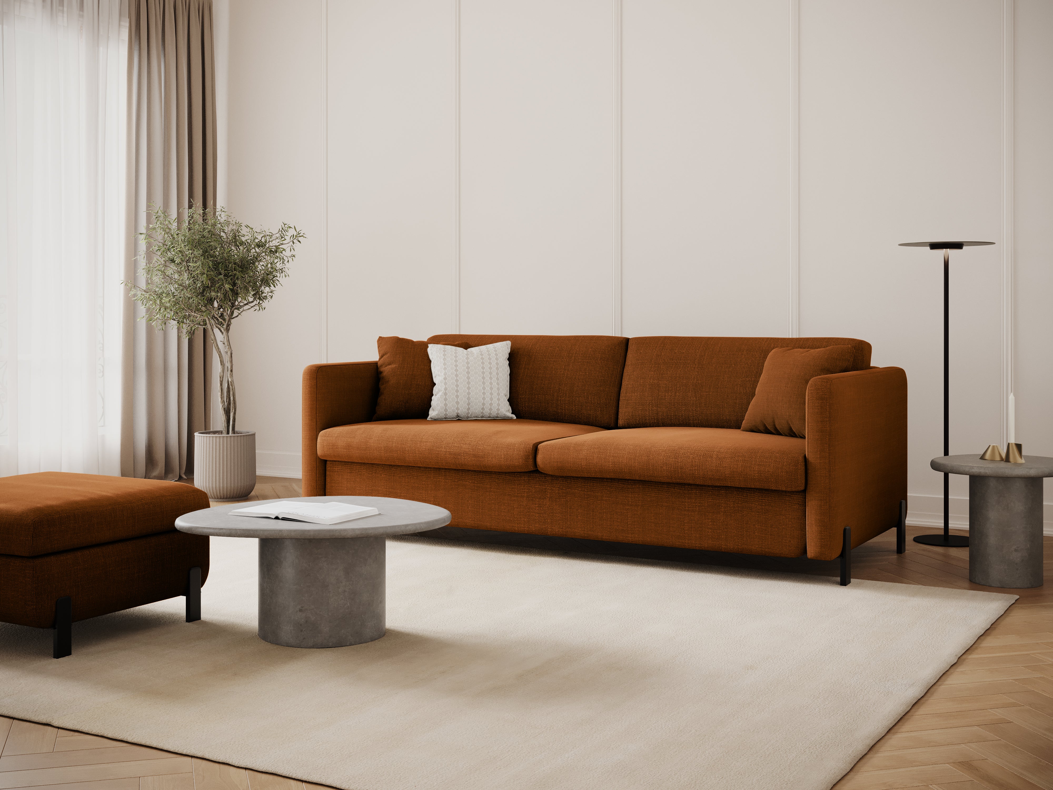 2-seater sofa with sleeping function GLORIA brick chenille