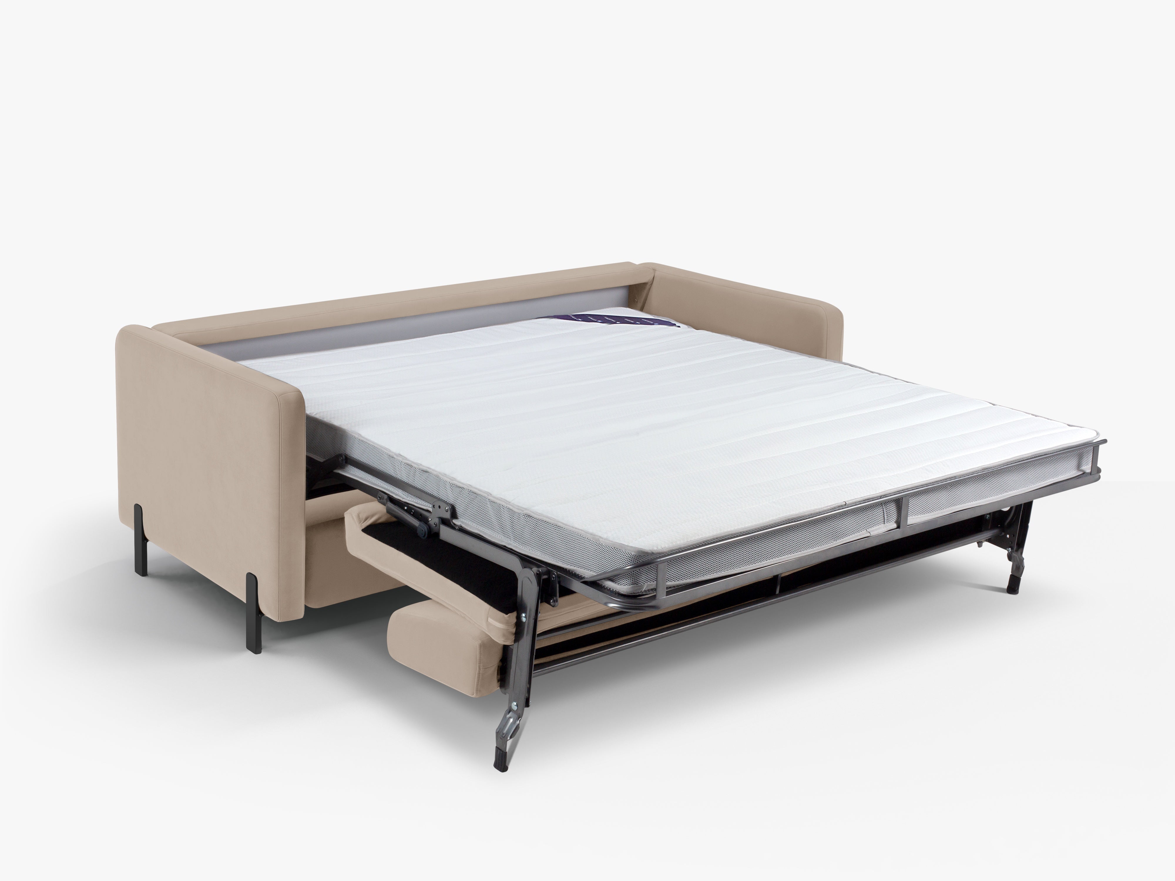 Sofa aus Samt für 2 Personen mit Schlaf-Funktion GLORIA beige