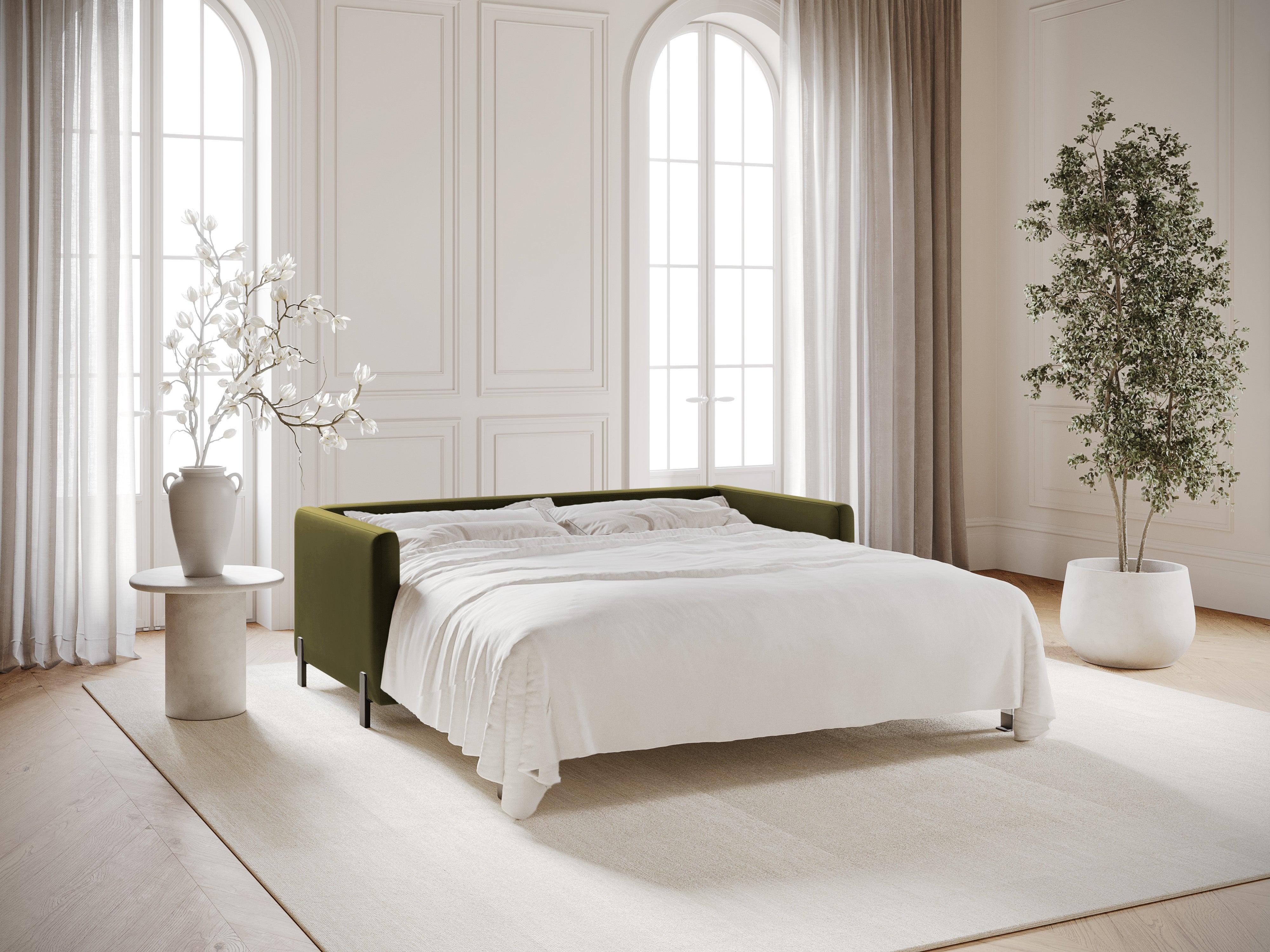 Sofa aus Samt für 2 Personen mit Schlaf-Funktion GLORIA grün