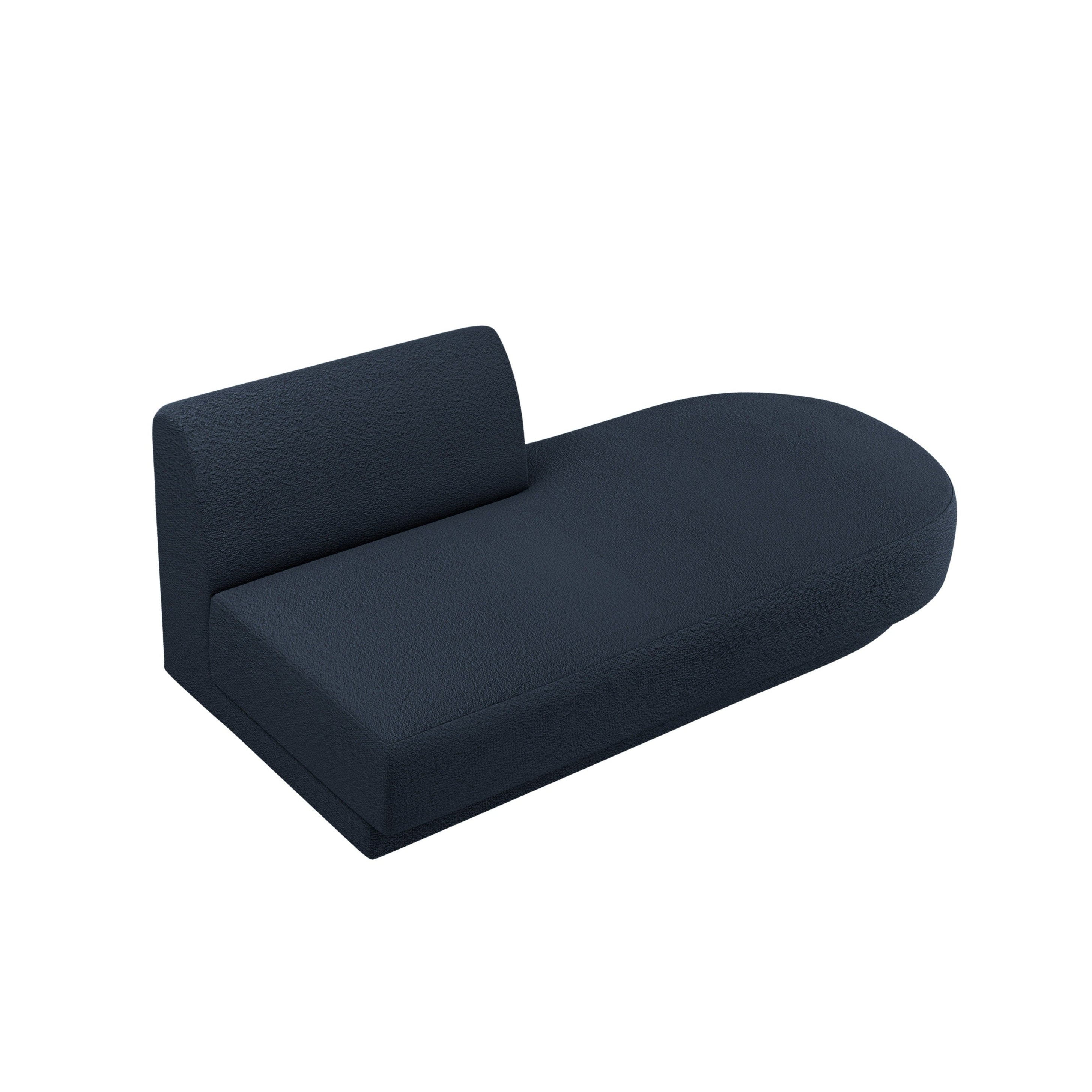 Right-facing 2-seater chaise longue MILEY dark blue boucle
