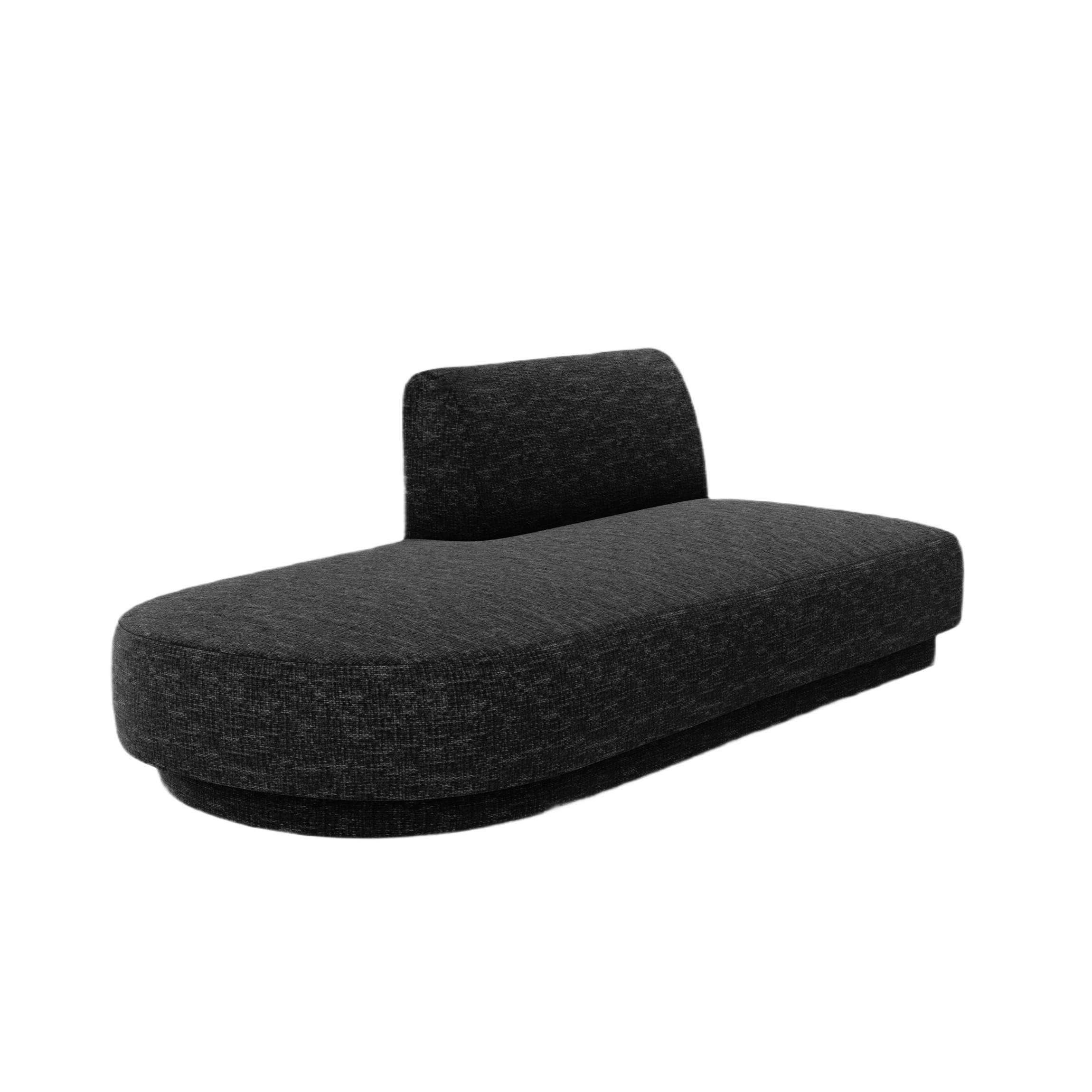 MILEY zwarte chenille 2-persoons linkszijdige chaise longue