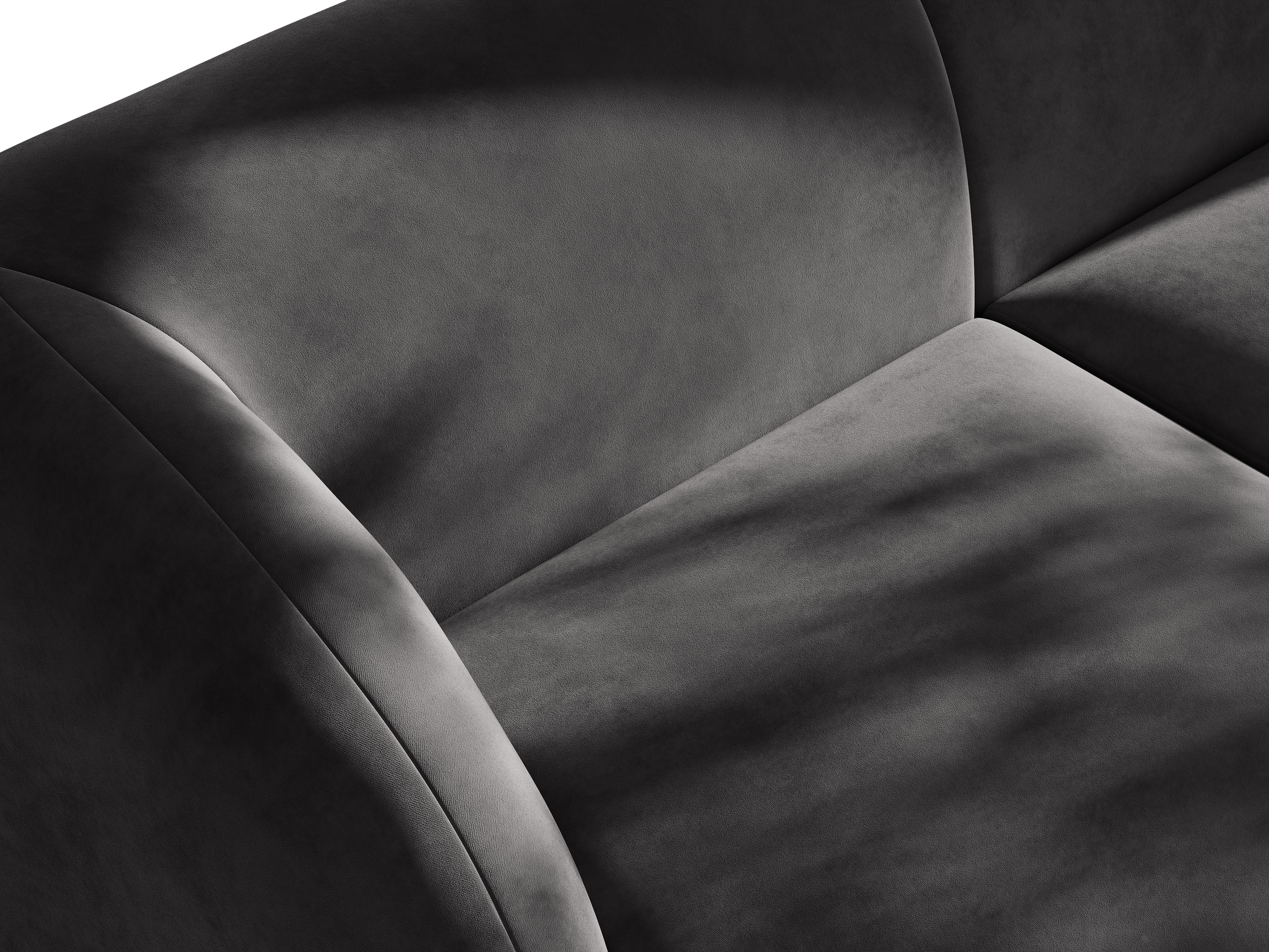 Szezlong 2-osobowy aksamitny lewostronny MILEY szary z podłokietnikami
