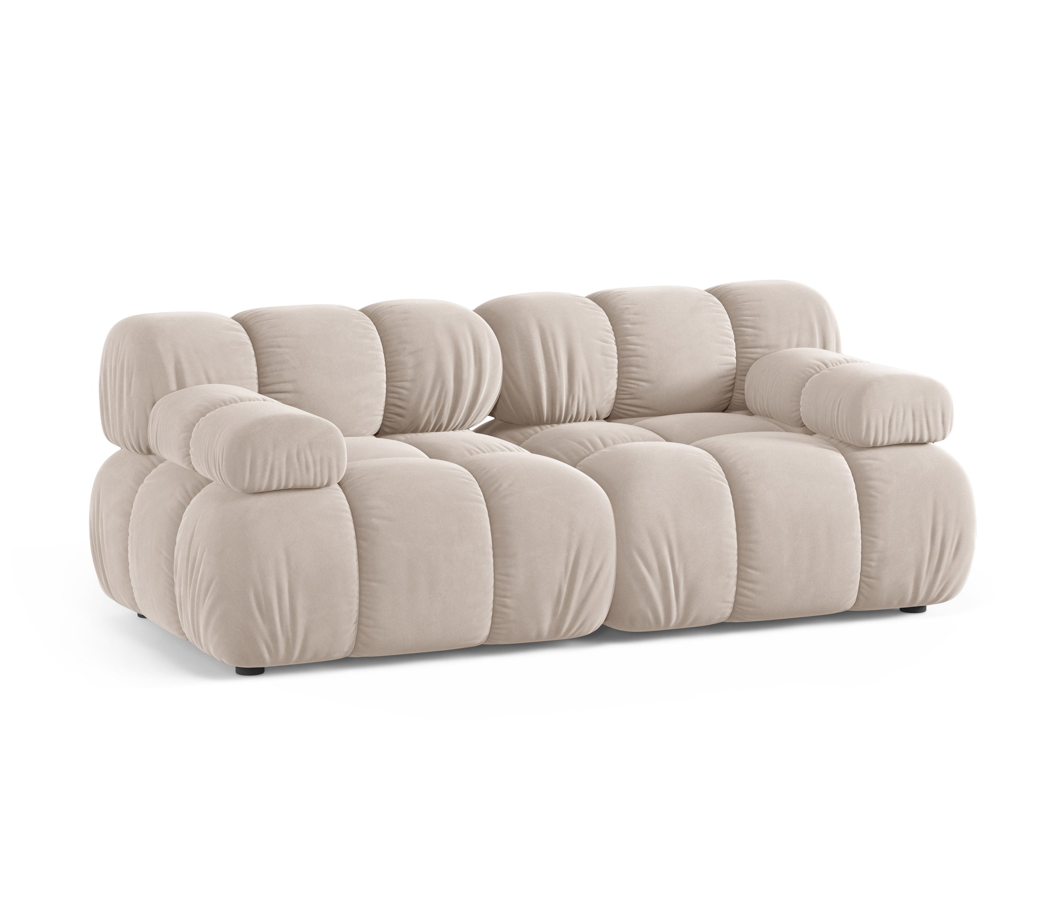 Modulaire 2-zitsbank BELLIS in lichtbeige velours