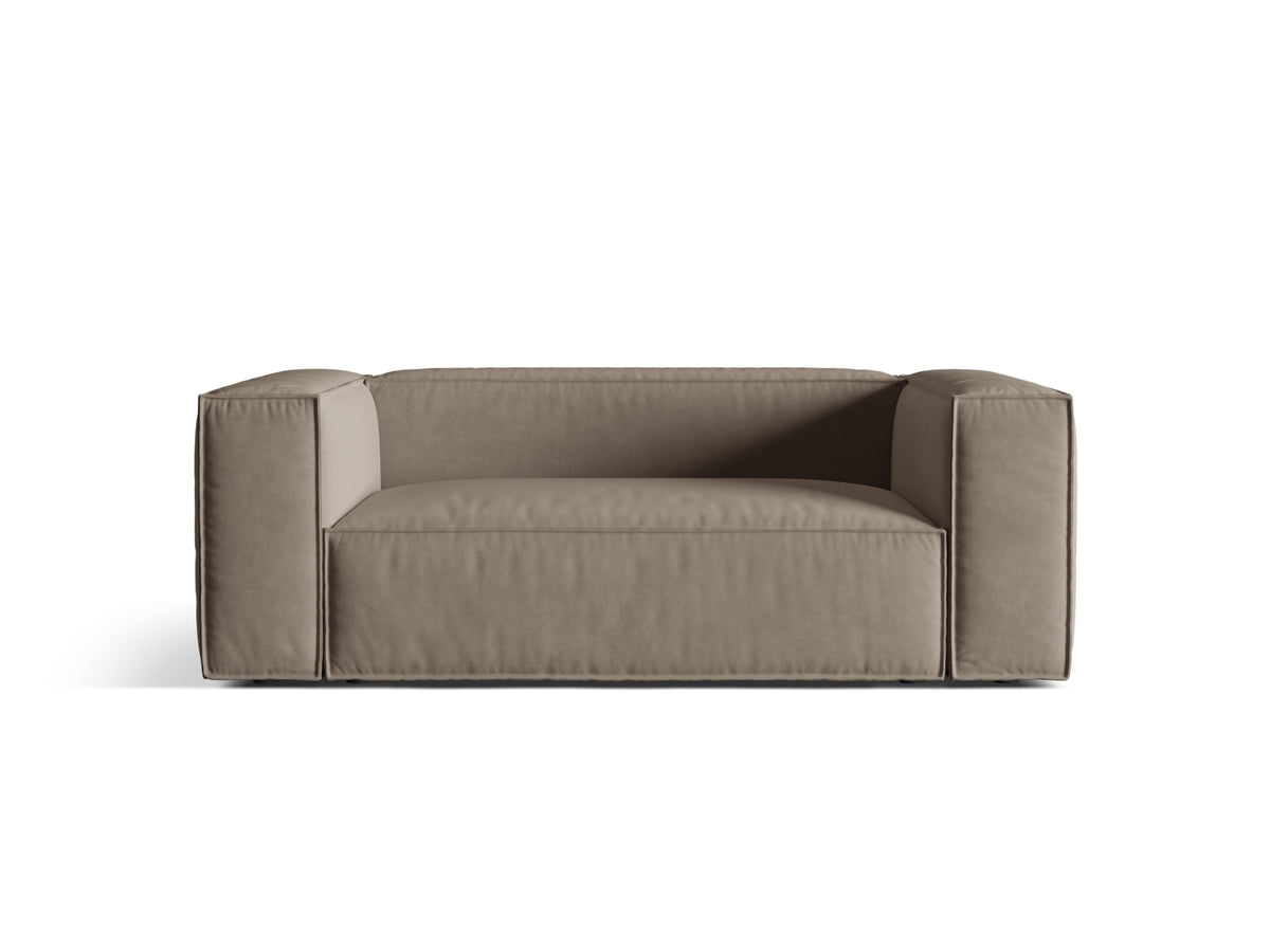 Sofa aksamitna 2-osobowa NURIA ciepły szary – Micadoni