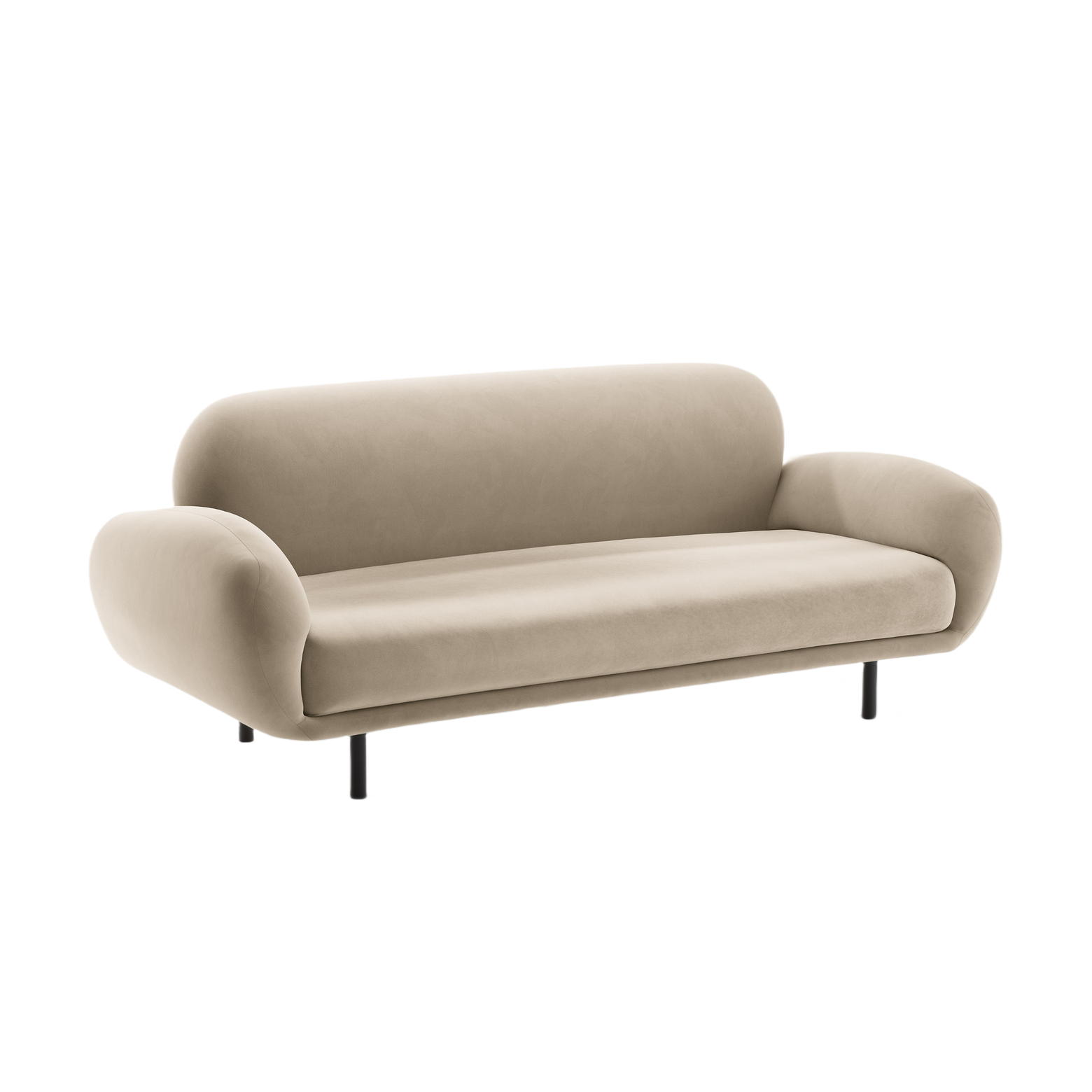 Sofa van fluweel 2,5-persoons POPPY ecru