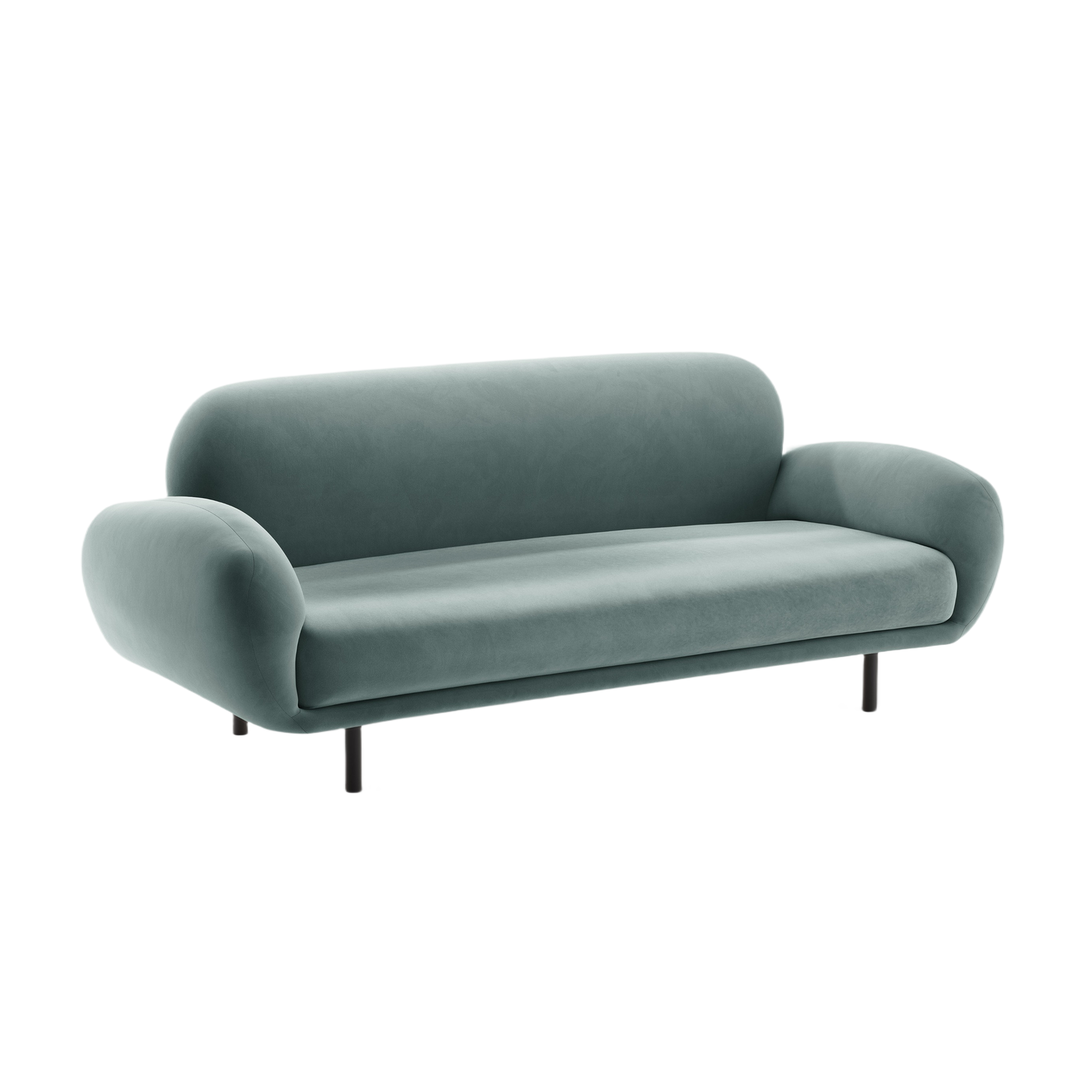 Sofa van fluweel 2,5-persoons POPPY lichtblauw