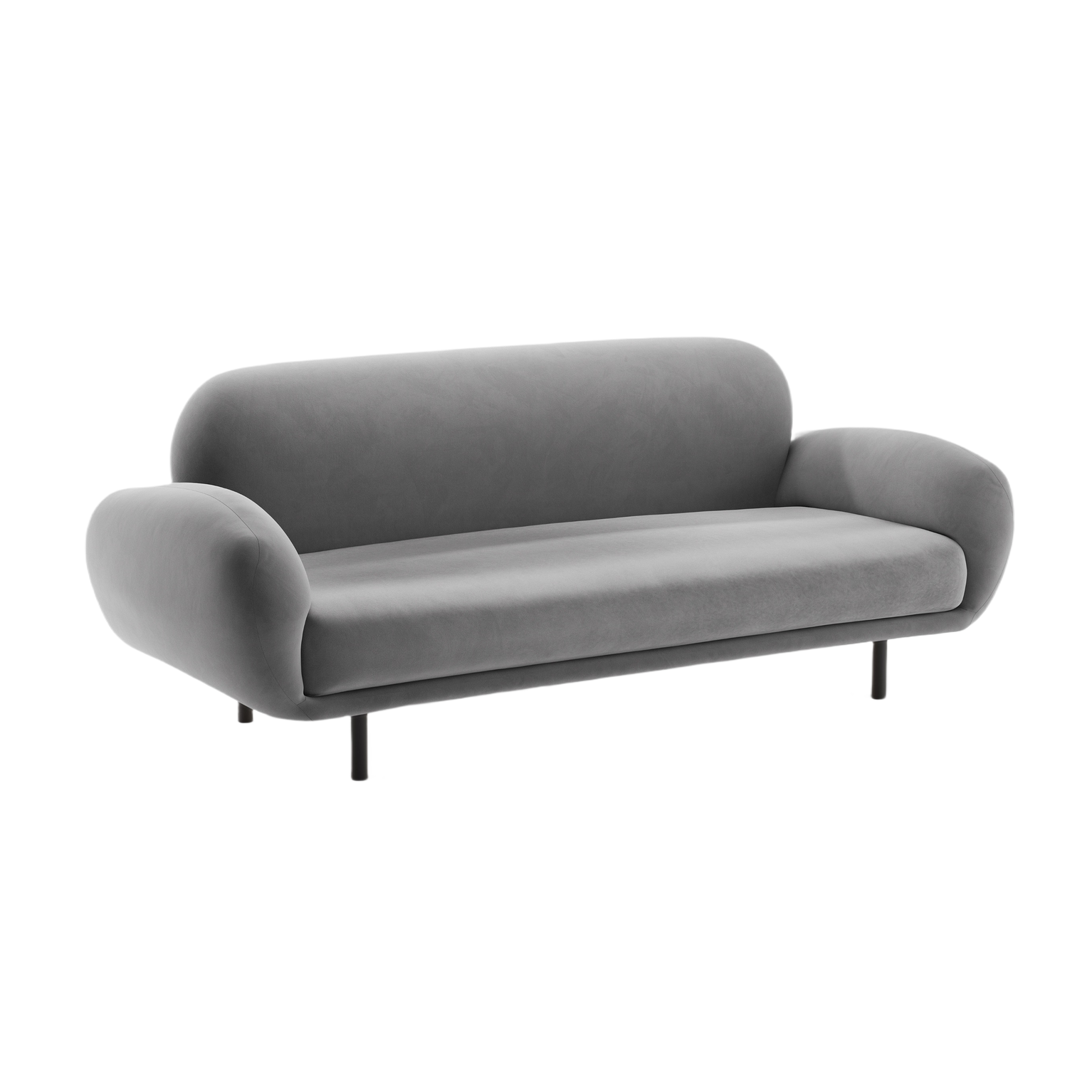 Velvet sofa 2.5-seater POPPY light gray