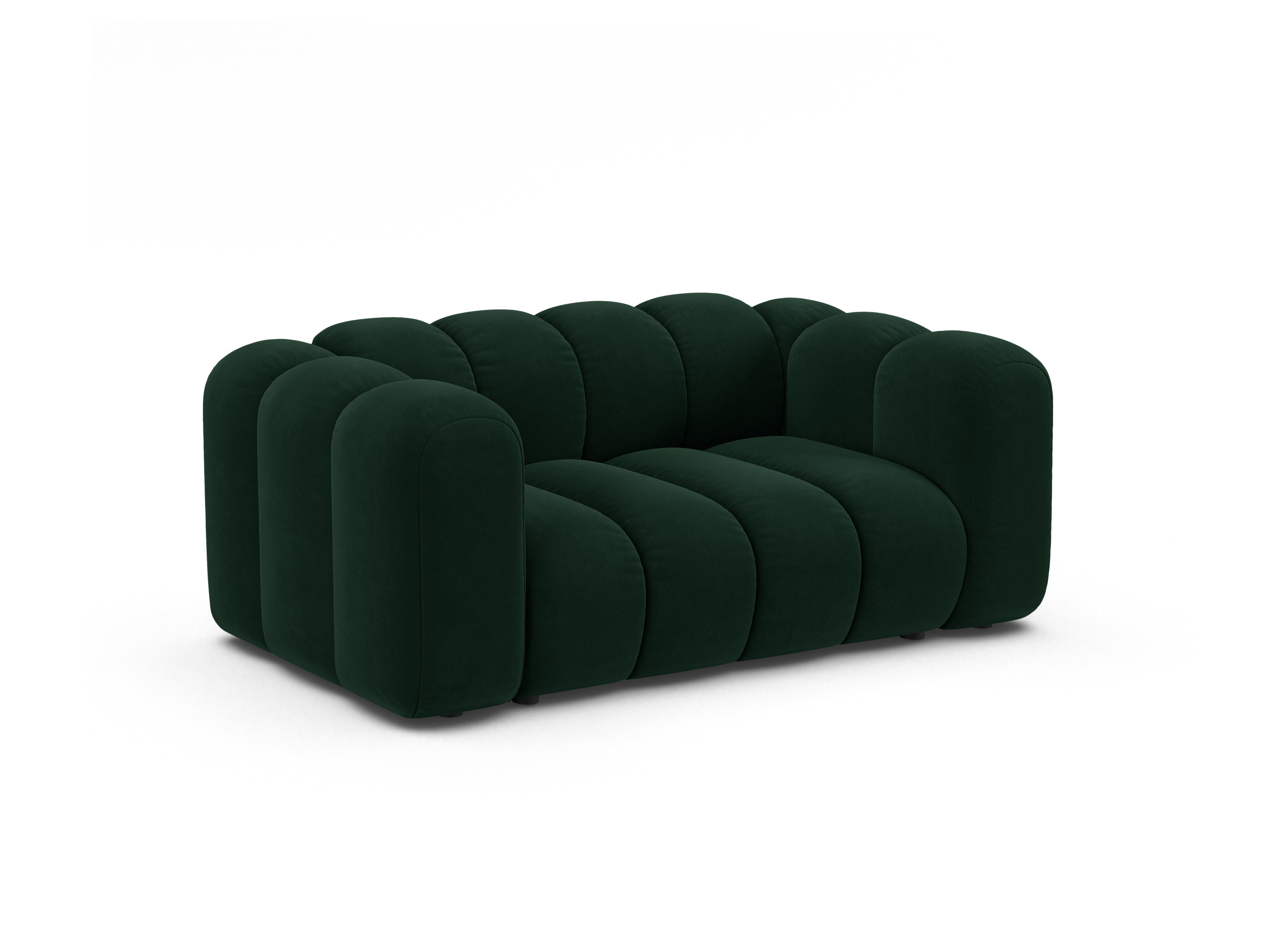 Sofa aksamitna 2-osobowa LUPINE butelkowy zielony – Micadoni