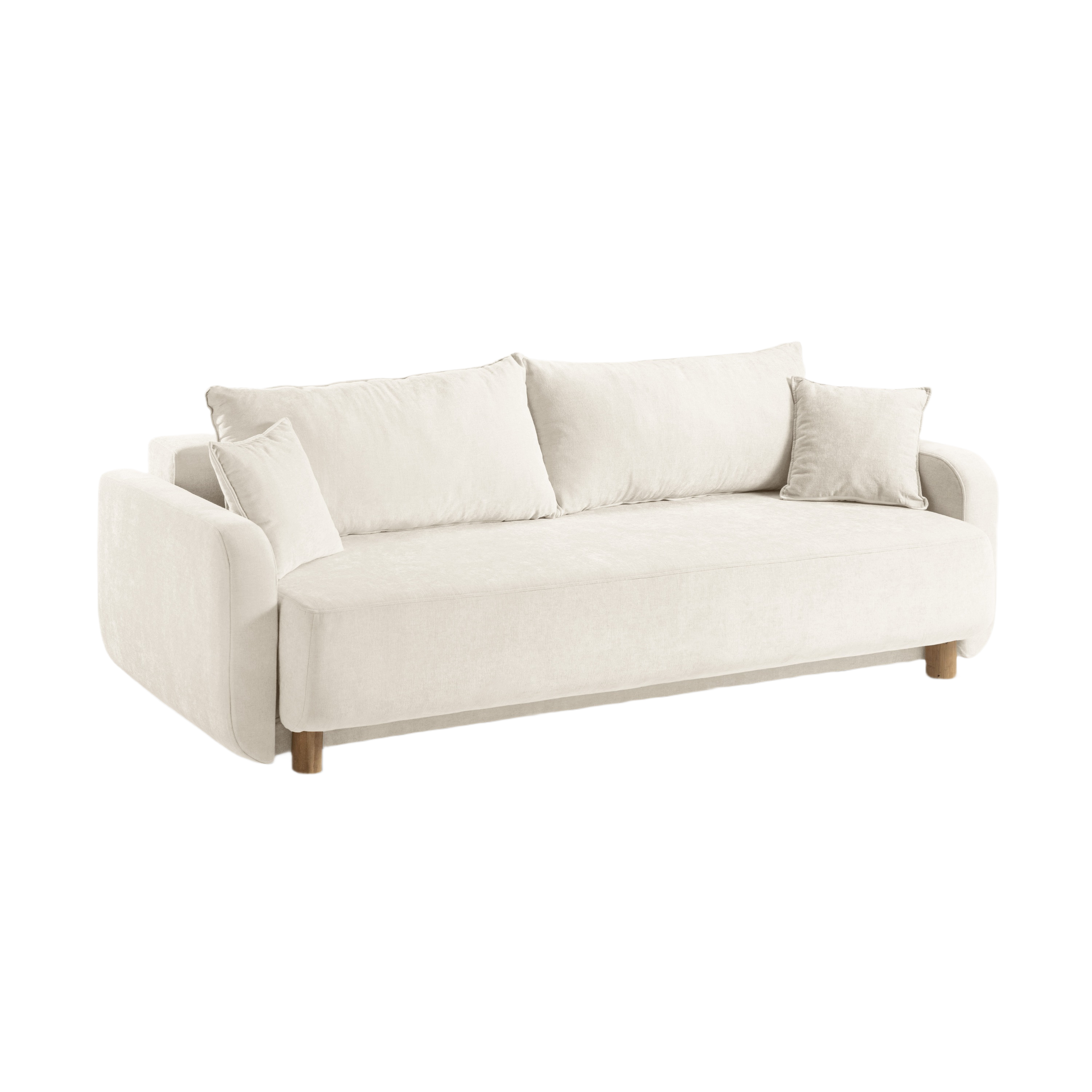 3-seater sofa with sleeping function ELEN ivory chenille