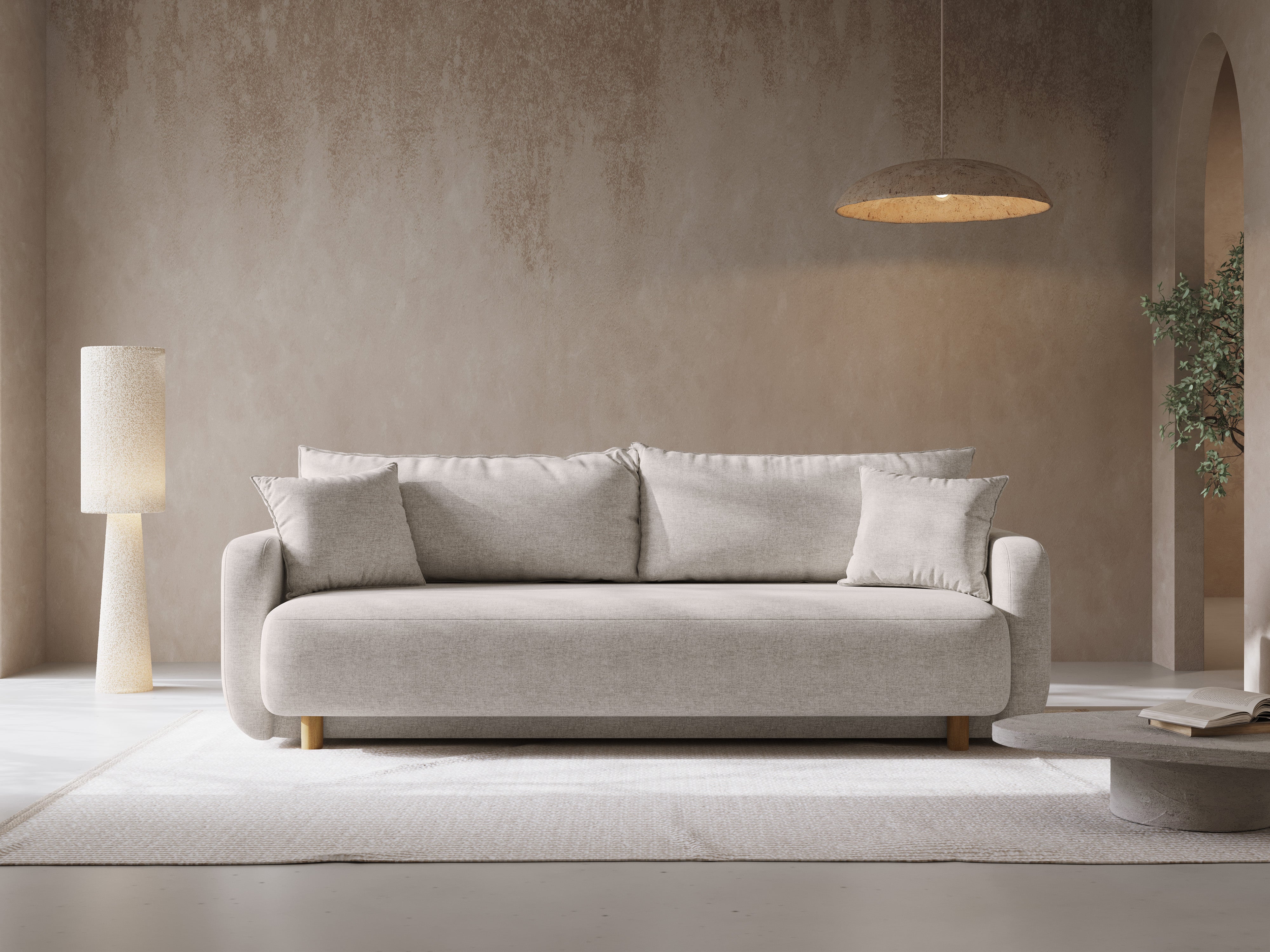 Sofa 3-zits met slaapfunctie ELEN beige chenille