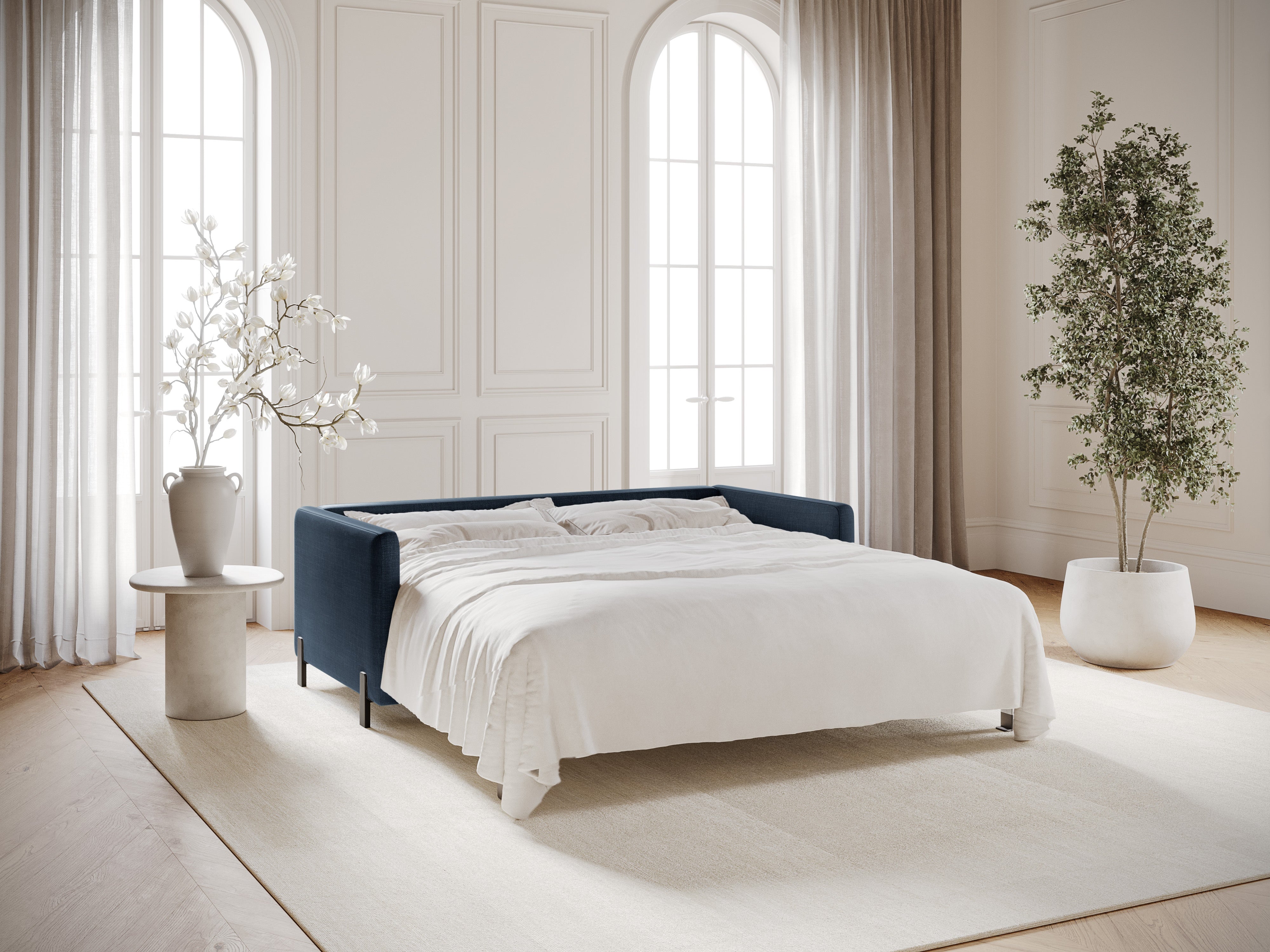 Sofa 3-Sitzer mit Schlaf-Funktion GLORIA blaues Chenille