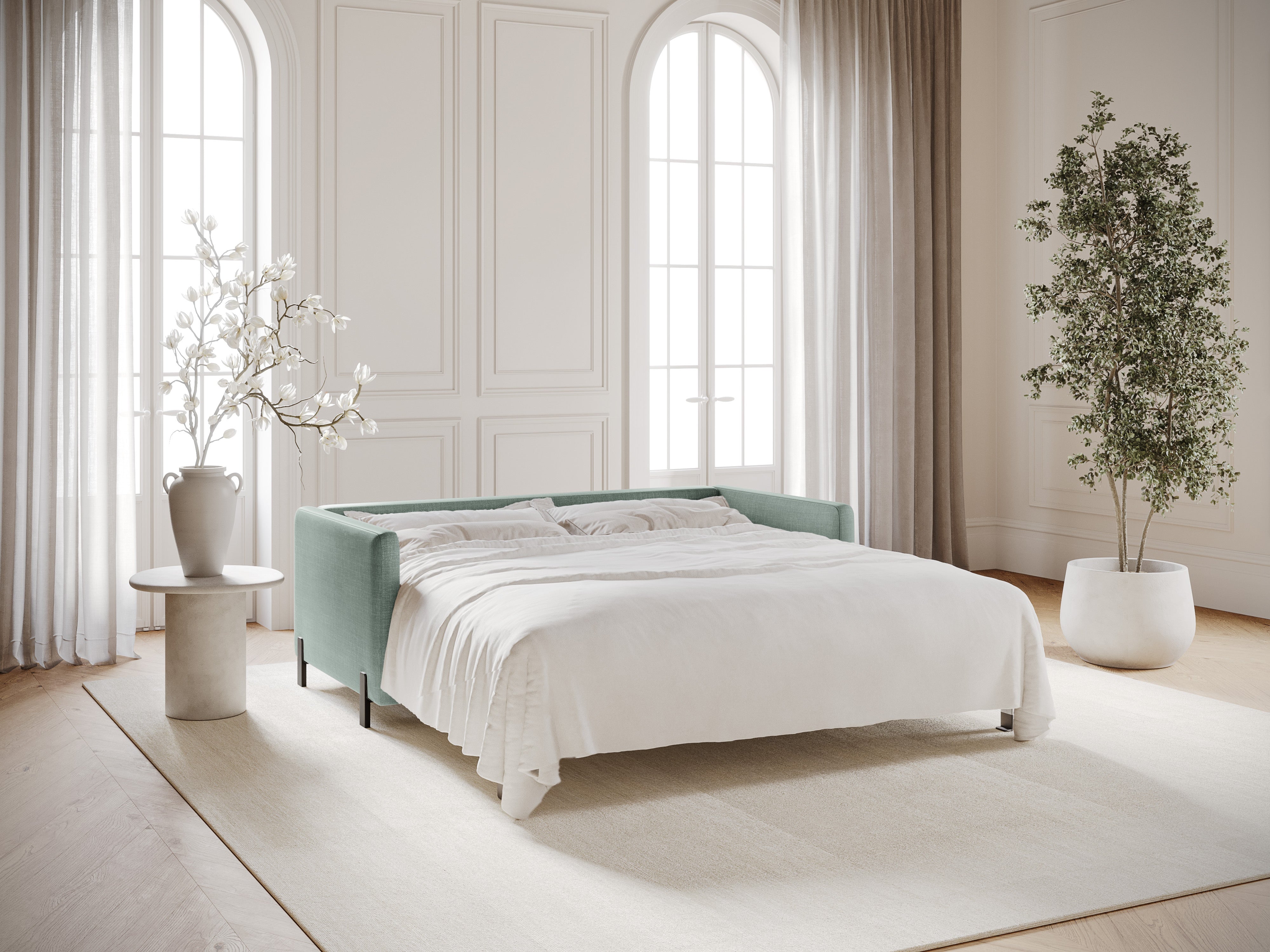 Sofa 3-Sitzer mit Schlaf-Funktion GLORIA mintgrüner Chenille