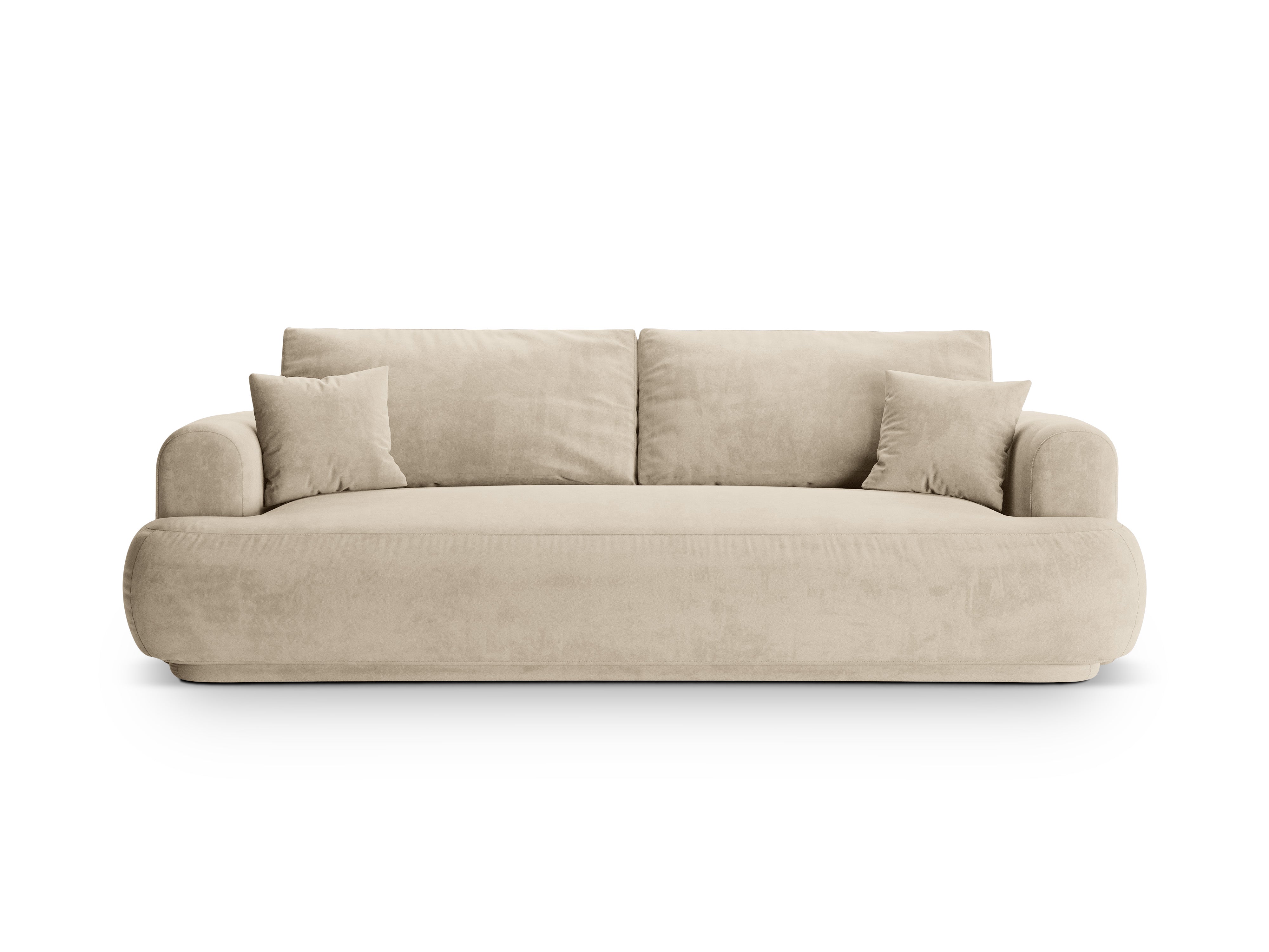 Sofa van fluweel met slaapfunctie ELLA lichtbeige