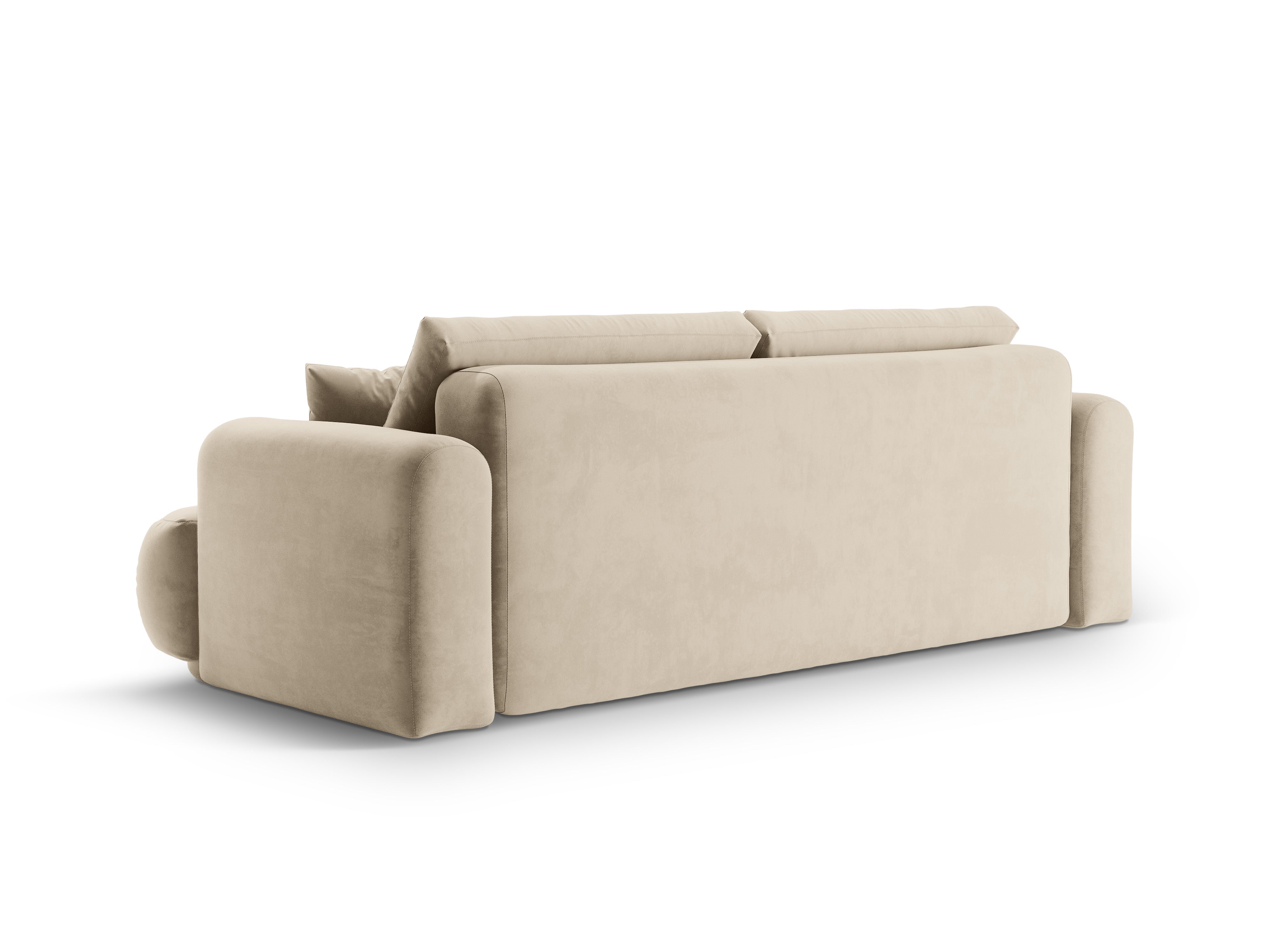 Sofa van fluweel met slaapfunctie ELLA lichtbeige