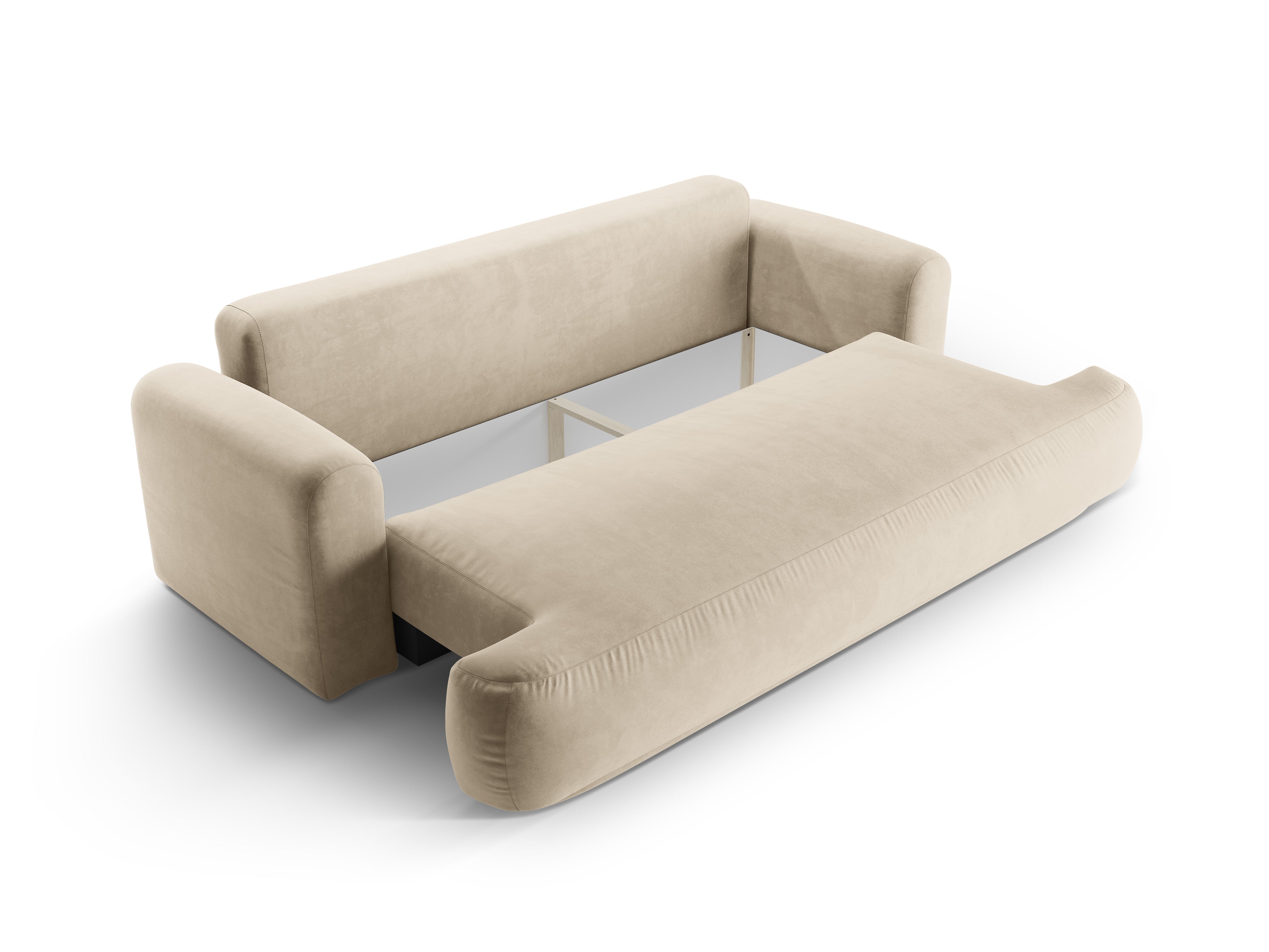 Sofa van fluweel met slaapfunctie ELLA lichtbeige