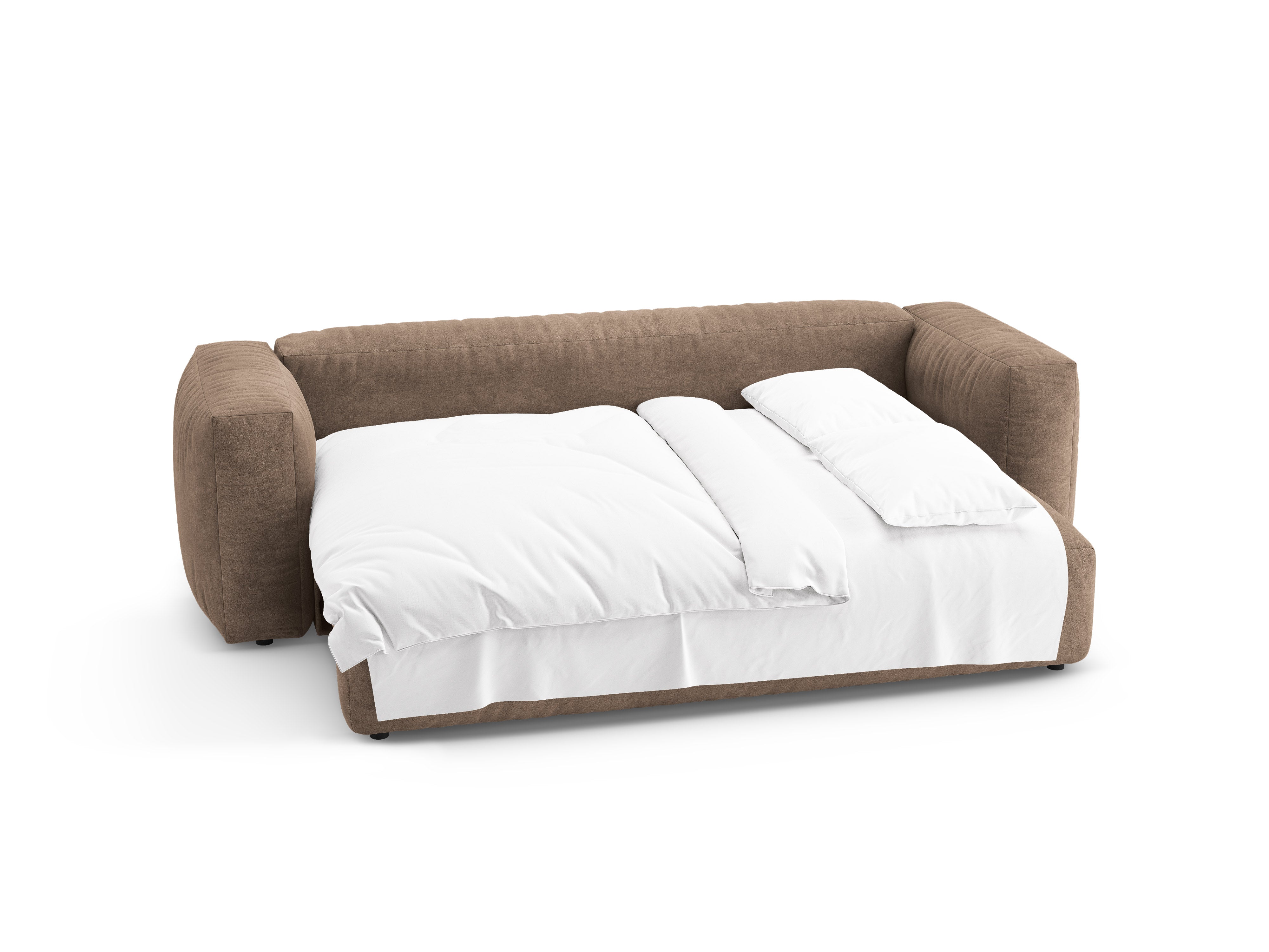 Sofa MARTINA 3-Sitzer mit Schlaffunktion in Dunkelbeige