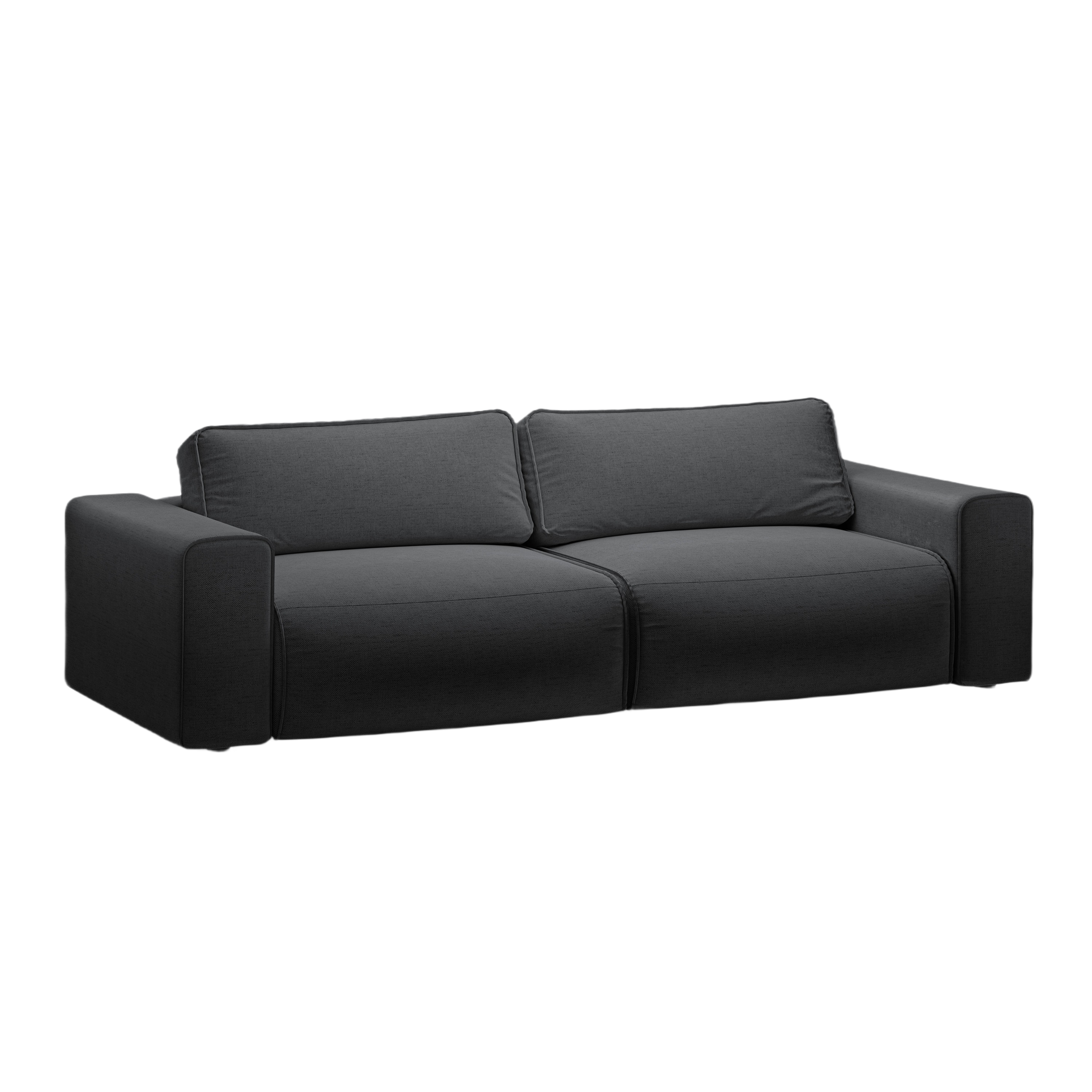 Sofa 3-Sitzer mit Schlaf-Funktion VICTOR anthrazitfarbener Chenille