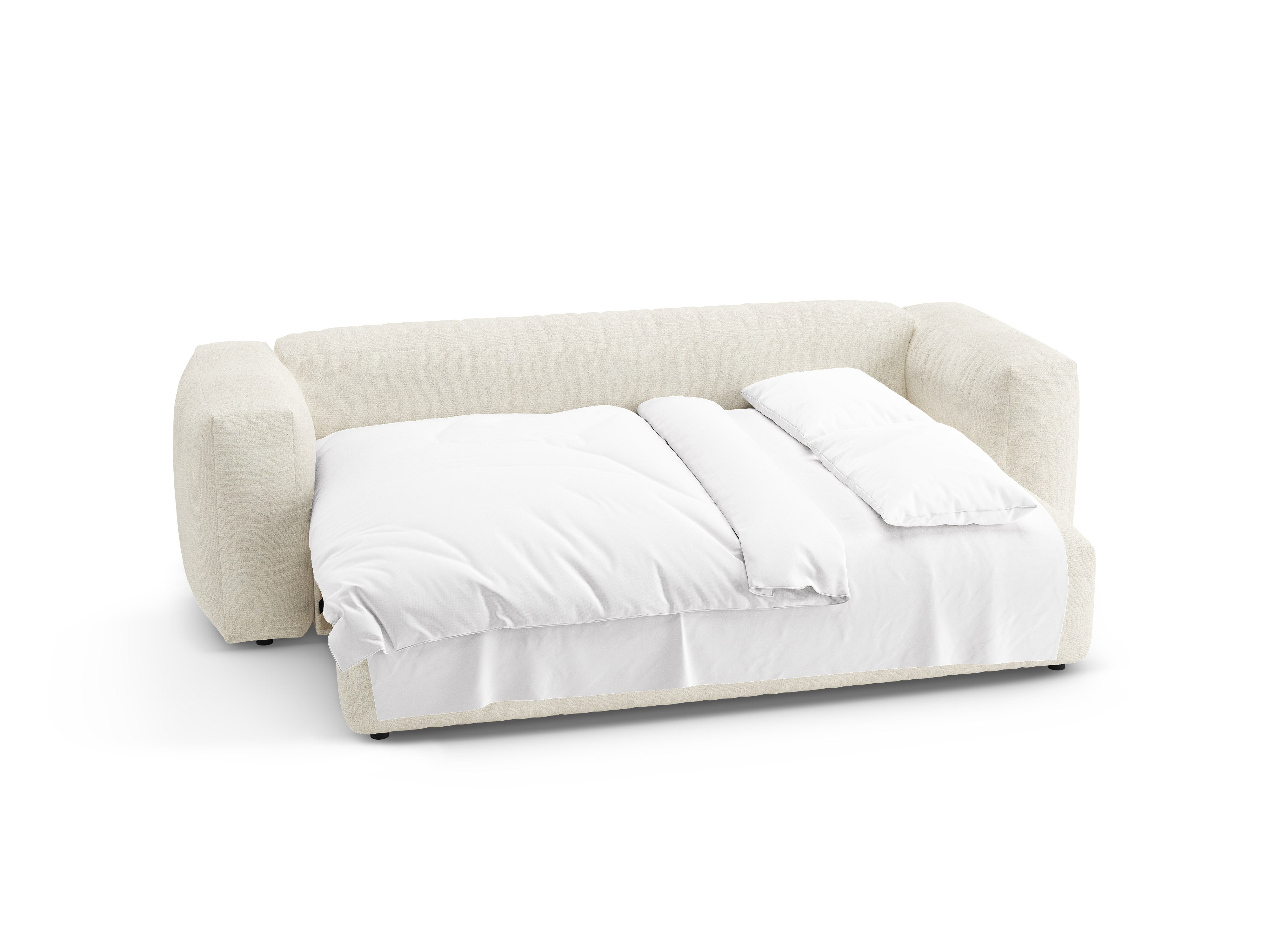 Sofa 3-zits met slaapfunctie MARTINA ivoorkleurige boucle