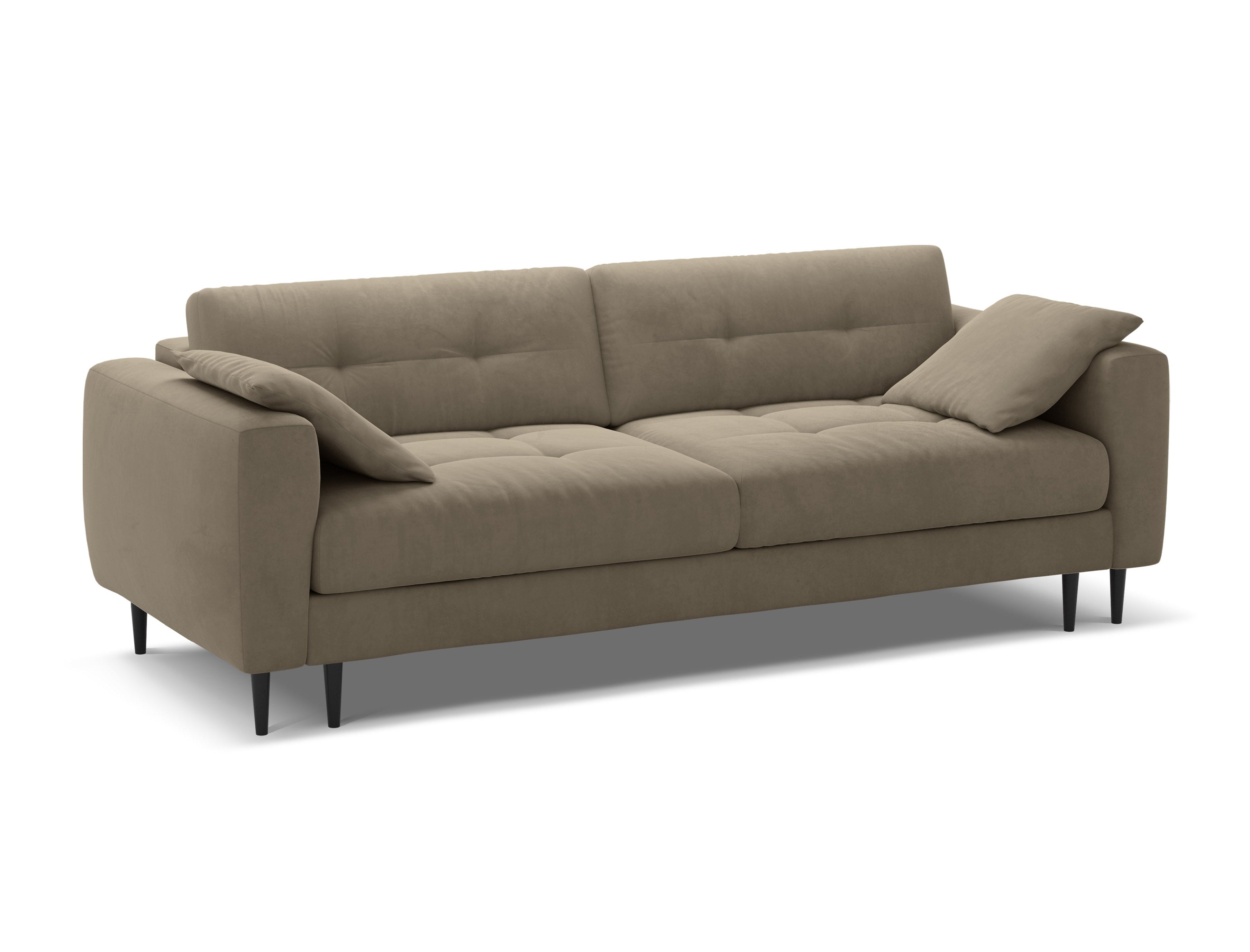 Sofa van fluweel voor 3 personen met slaapfunctie BEMY grijsbruin