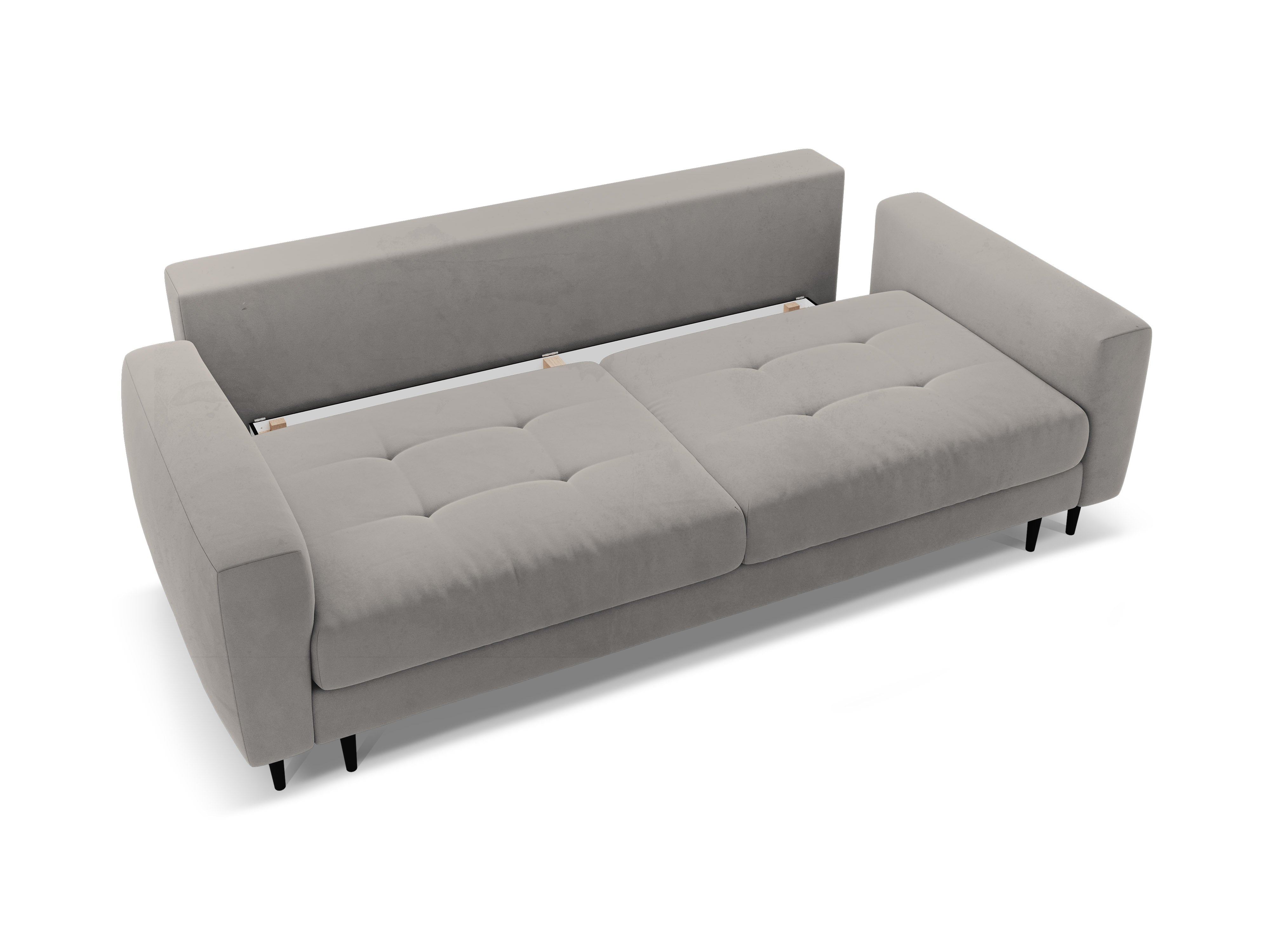 Gray 3-Seater Velvet Sofa with Sleeping Function BEMY