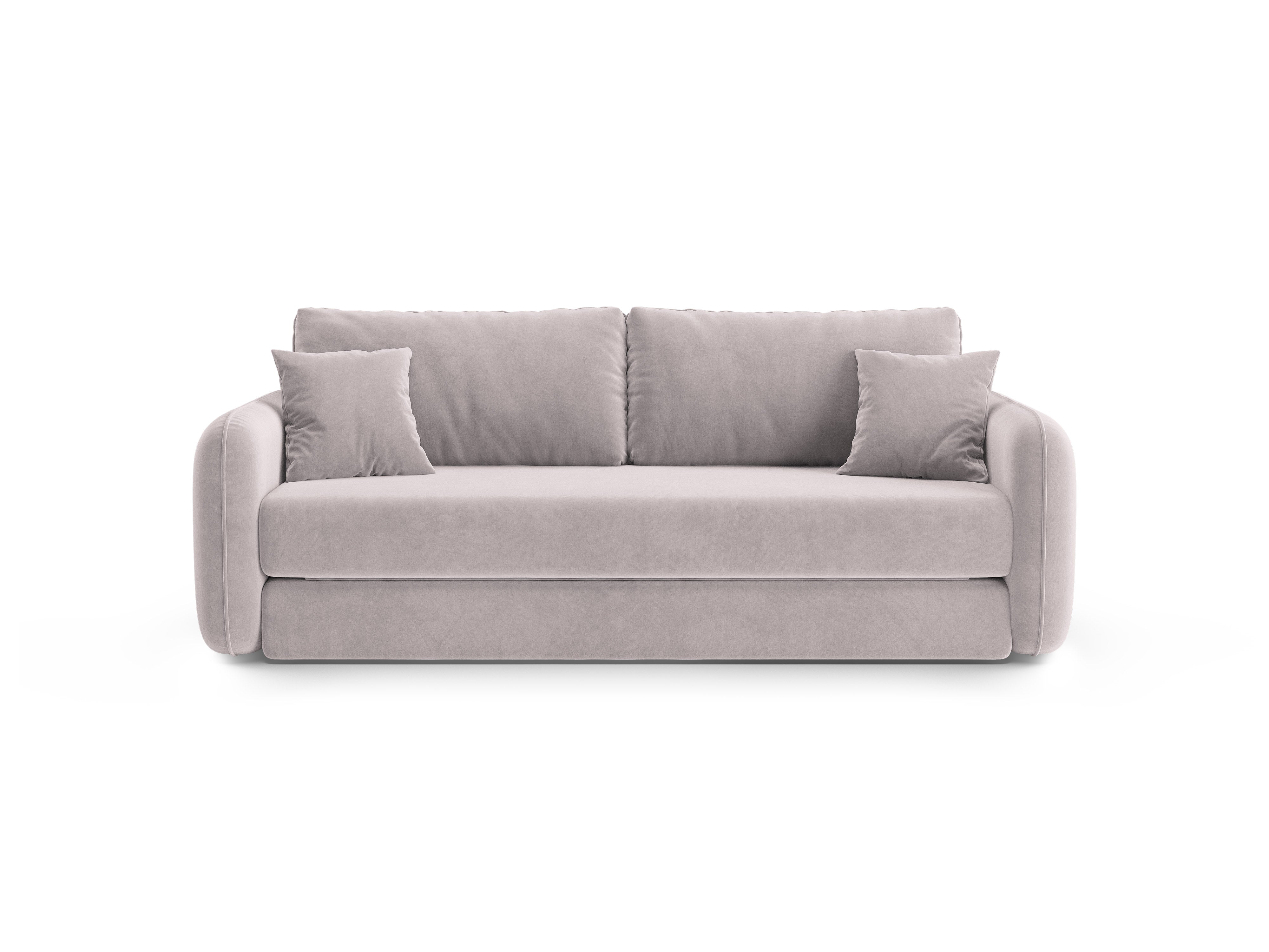 Velvet 3-Seater Sofa with Sleeping Function DORMI Light Gray