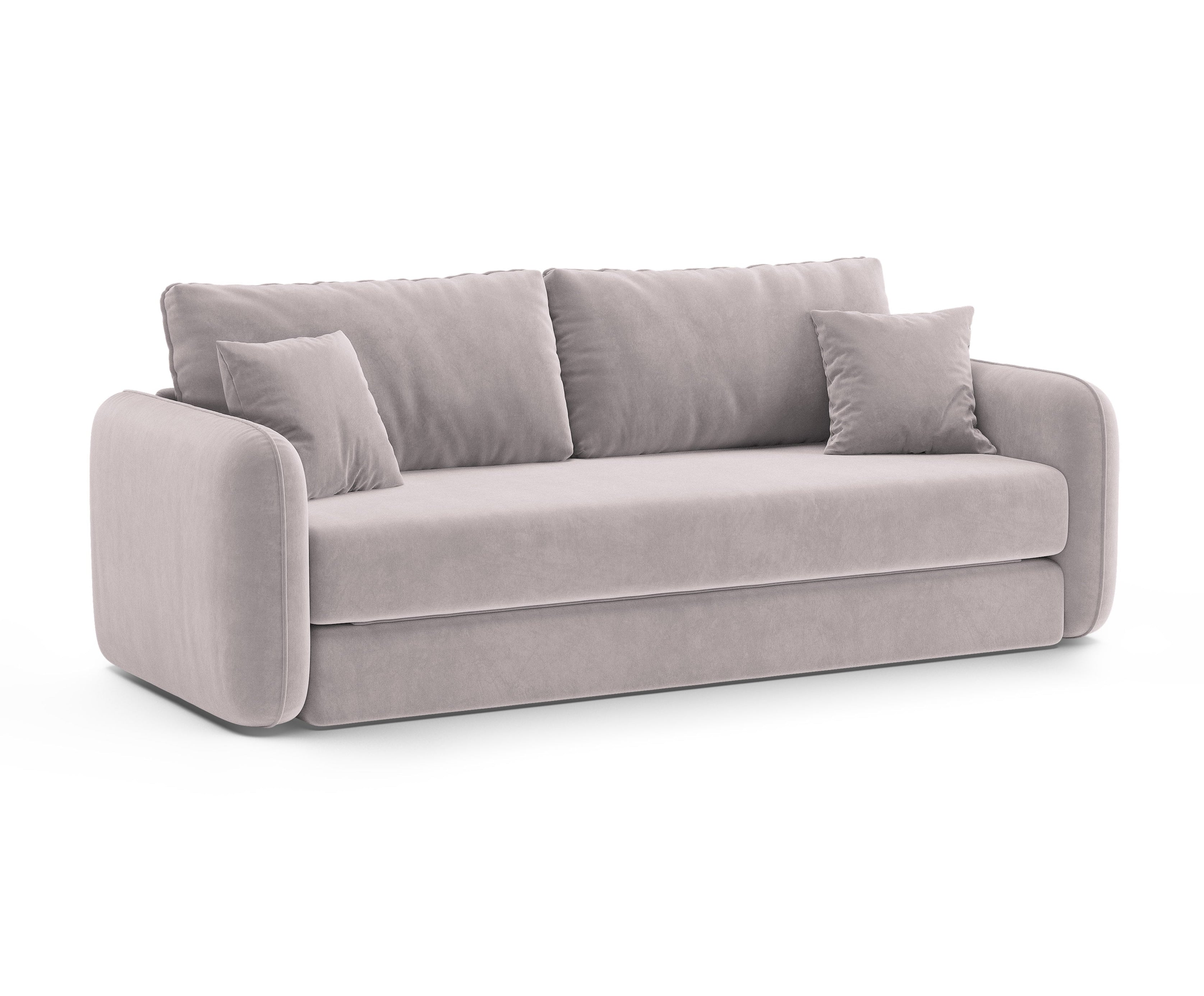 Velvet 3-Seater Sofa with Sleeping Function DORMI Light Gray