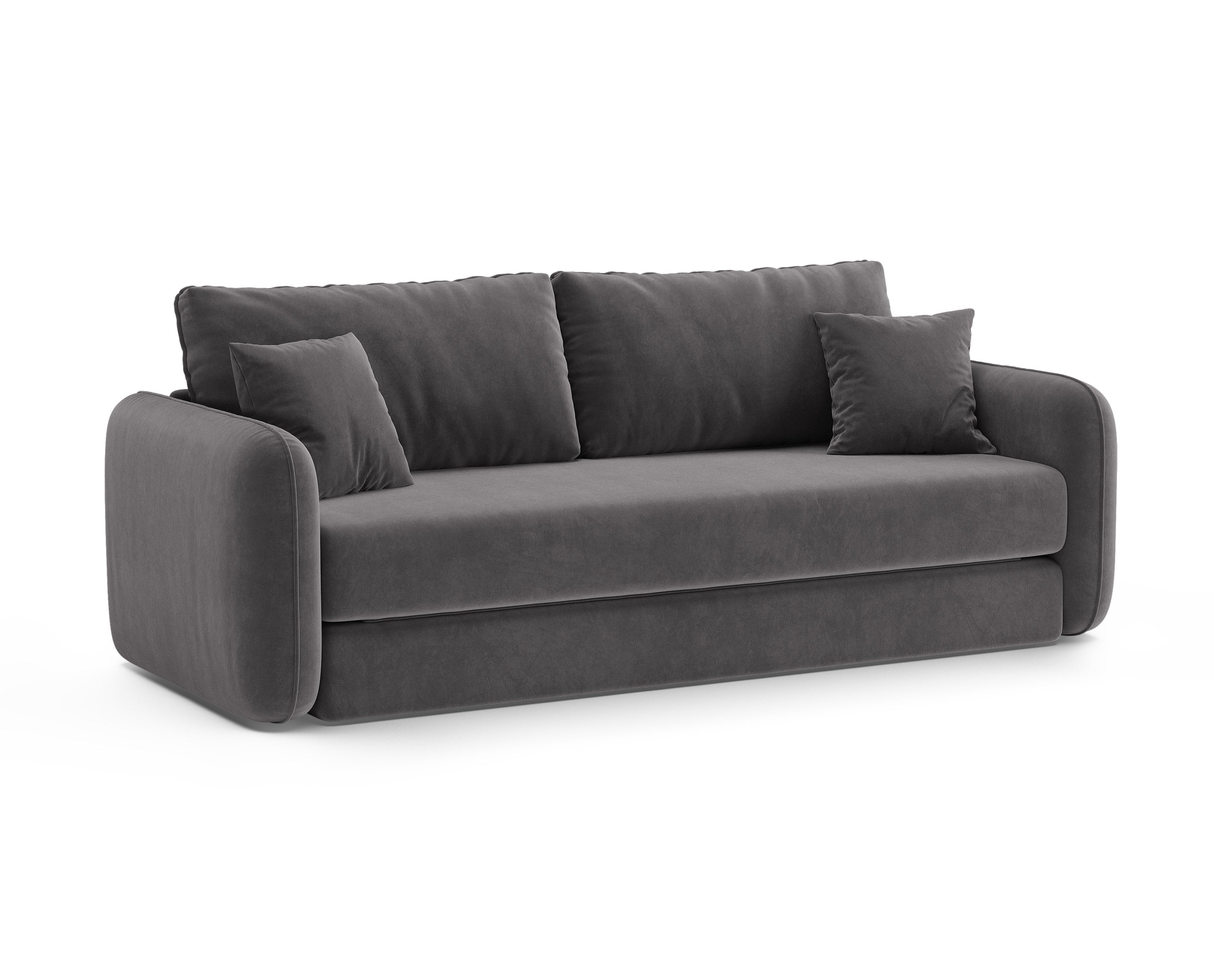 Sofa van fluweel voor 3 personen met slaapfunctie DORMI donkergrijs