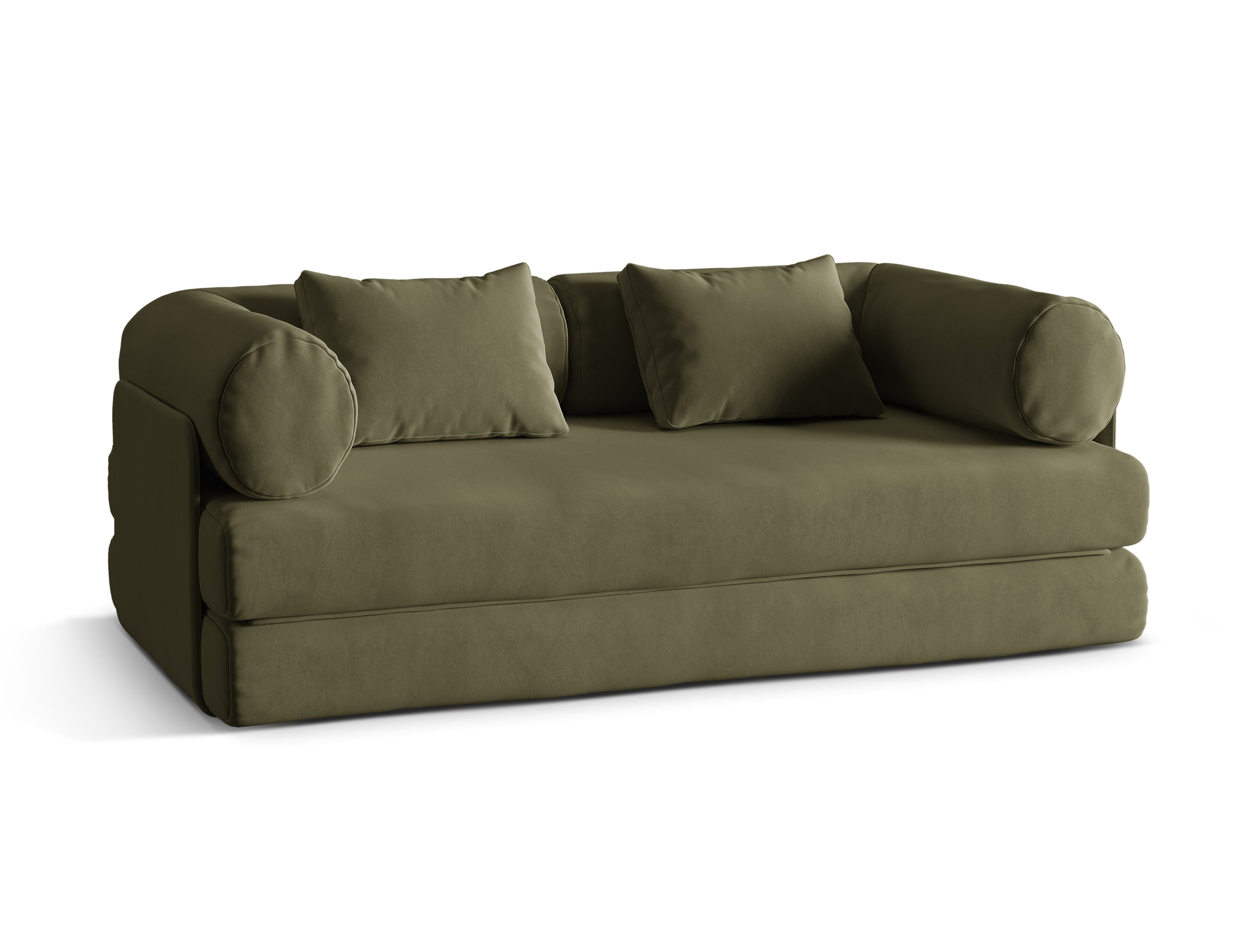 Dreamy Green Velvet 3-Seater Sofa with Sleeping Function