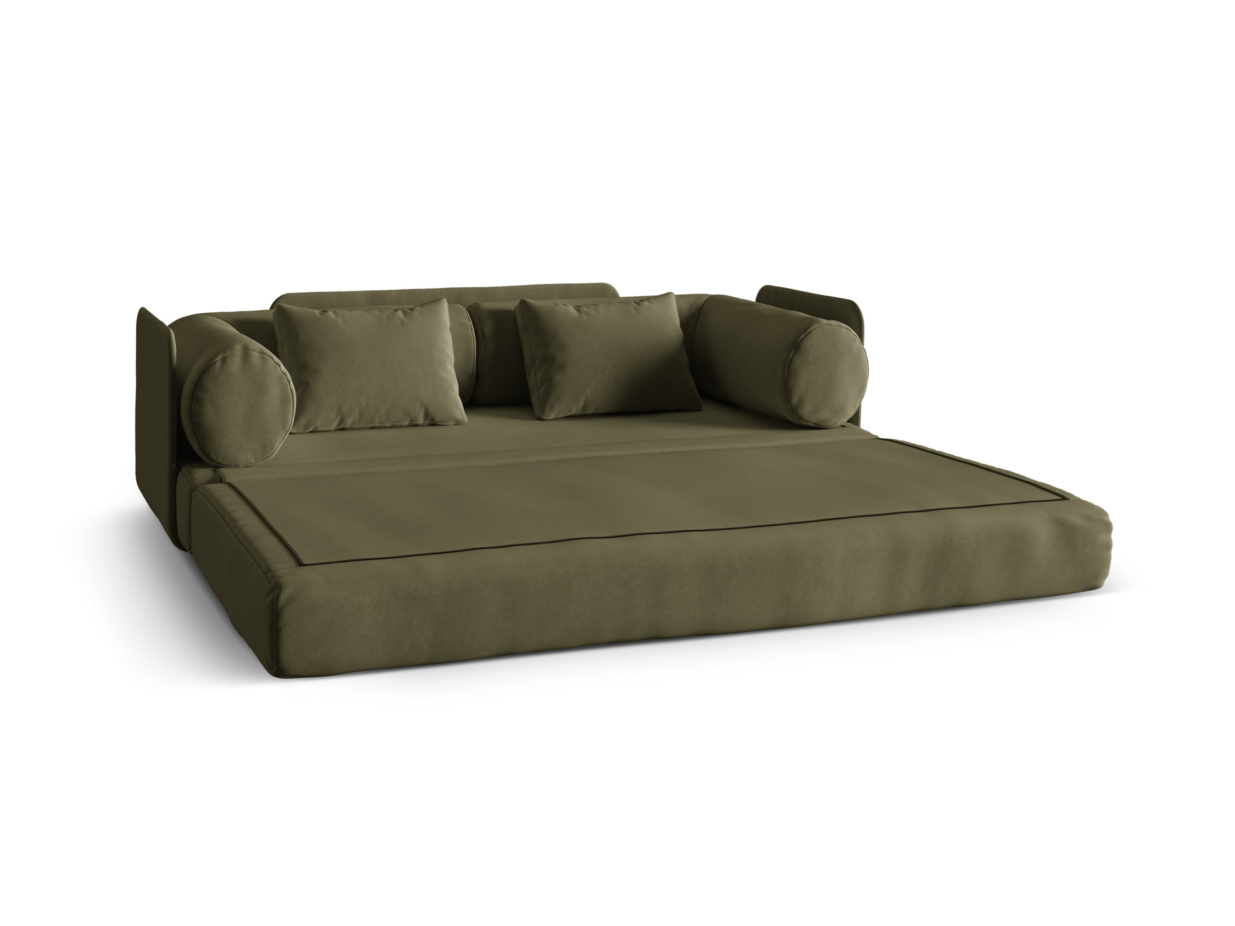 Dreamy Green Velvet 3-Seater Sofa with Sleeping Function